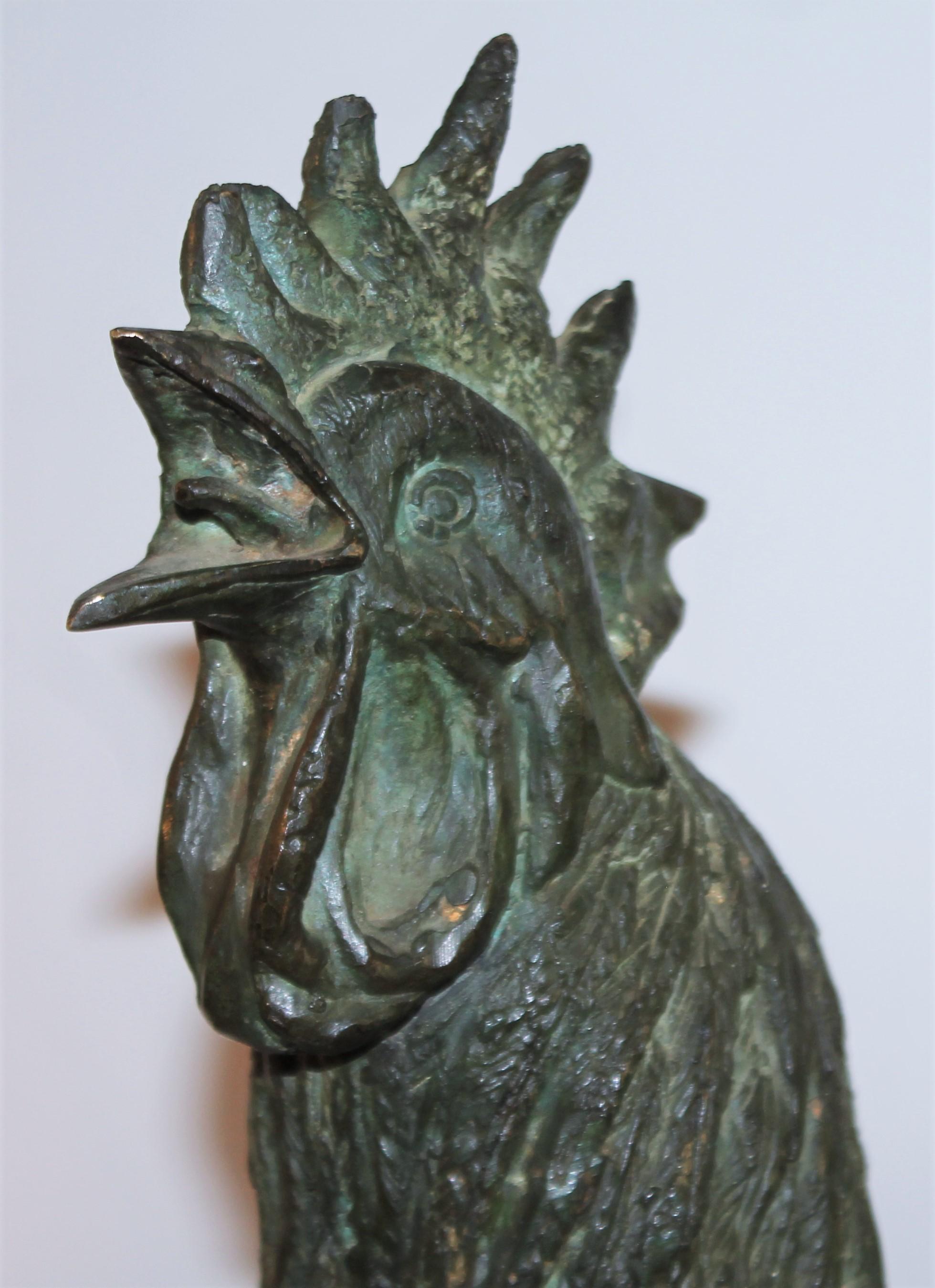 Early 20thc Bronze Rooster Sculpture For Sale 1