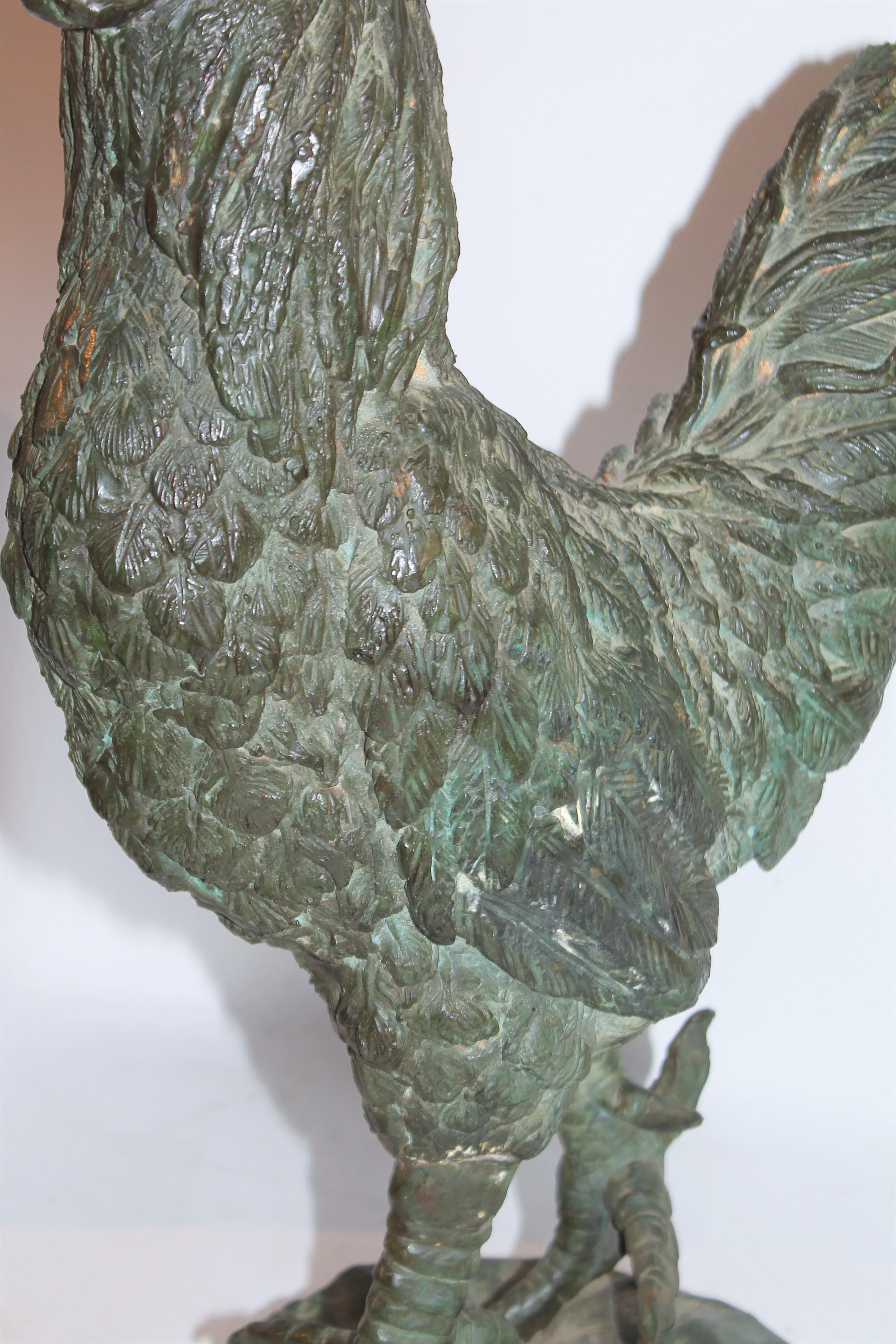 Early 20thc Bronze Rooster Sculpture For Sale 2