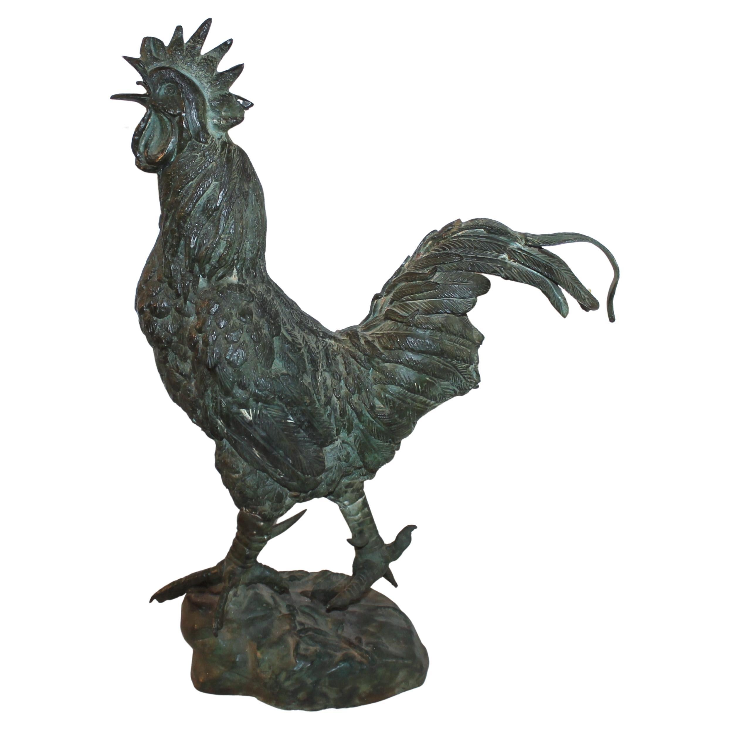 Early 20thc Bronze Rooster Sculpture For Sale