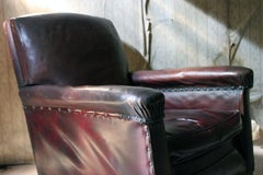 Early 20th Century Burgundy Leather Armchair, circa 1925-1935