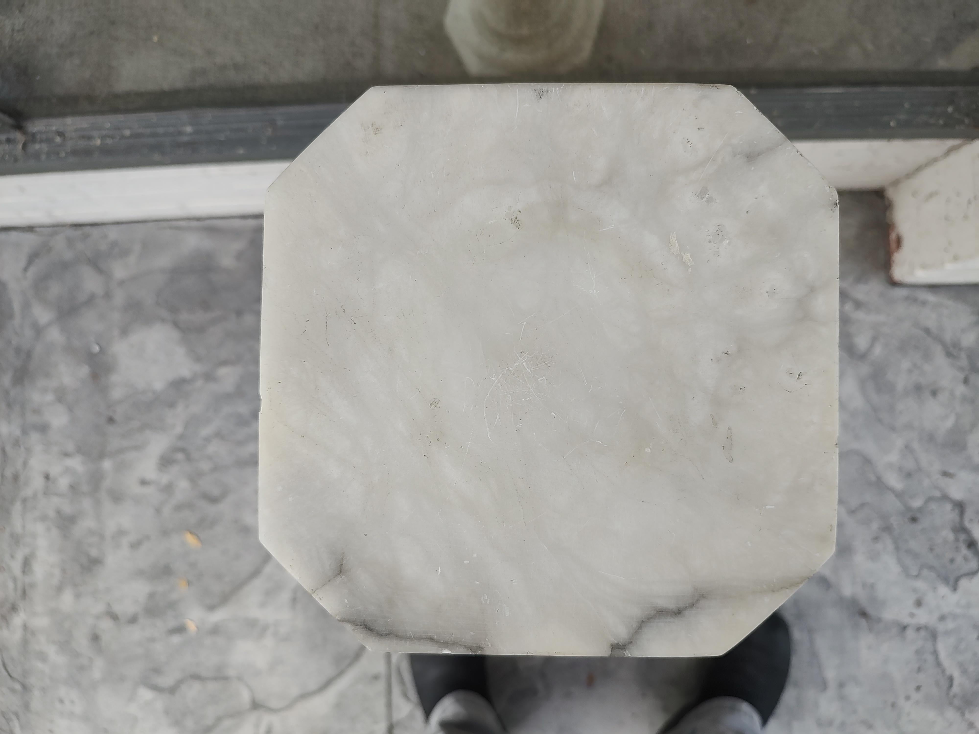 Hand-Carved Early 20thc Carrara Marble Pedestal Italy For Sale