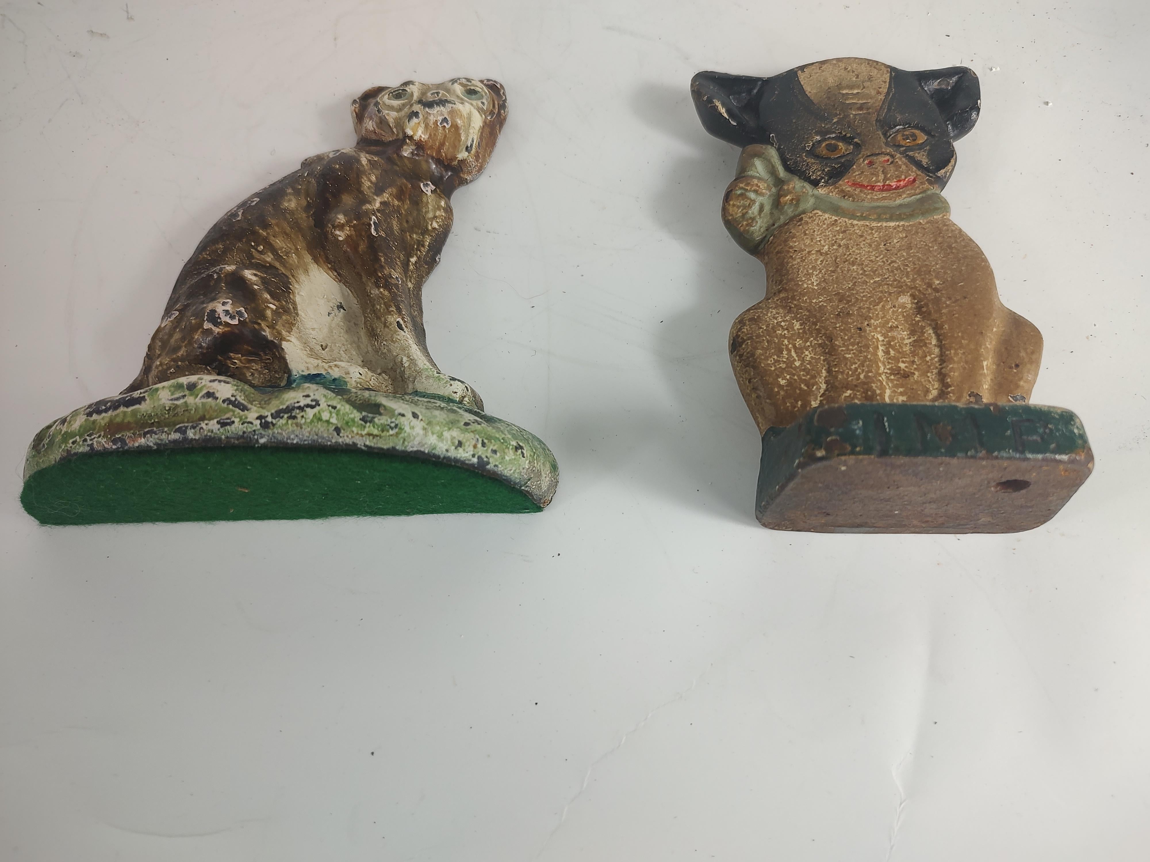 Early 20th Century Cast Iron Dog Doorstop Boxer & the Imp with Original Paint For Sale 6