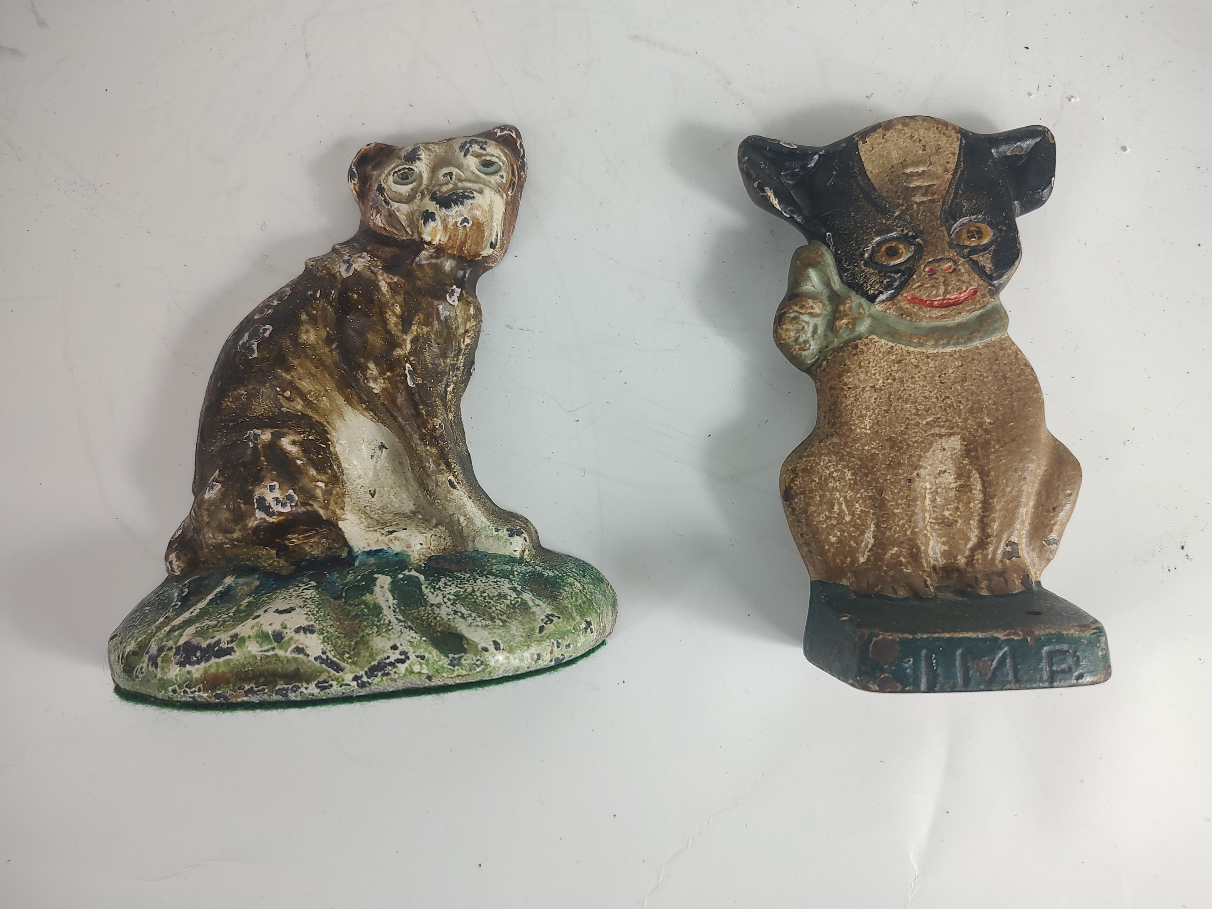 Early 20th Century Cast Iron Dog Doorstop Boxer & the Imp with Original Paint For Sale 7