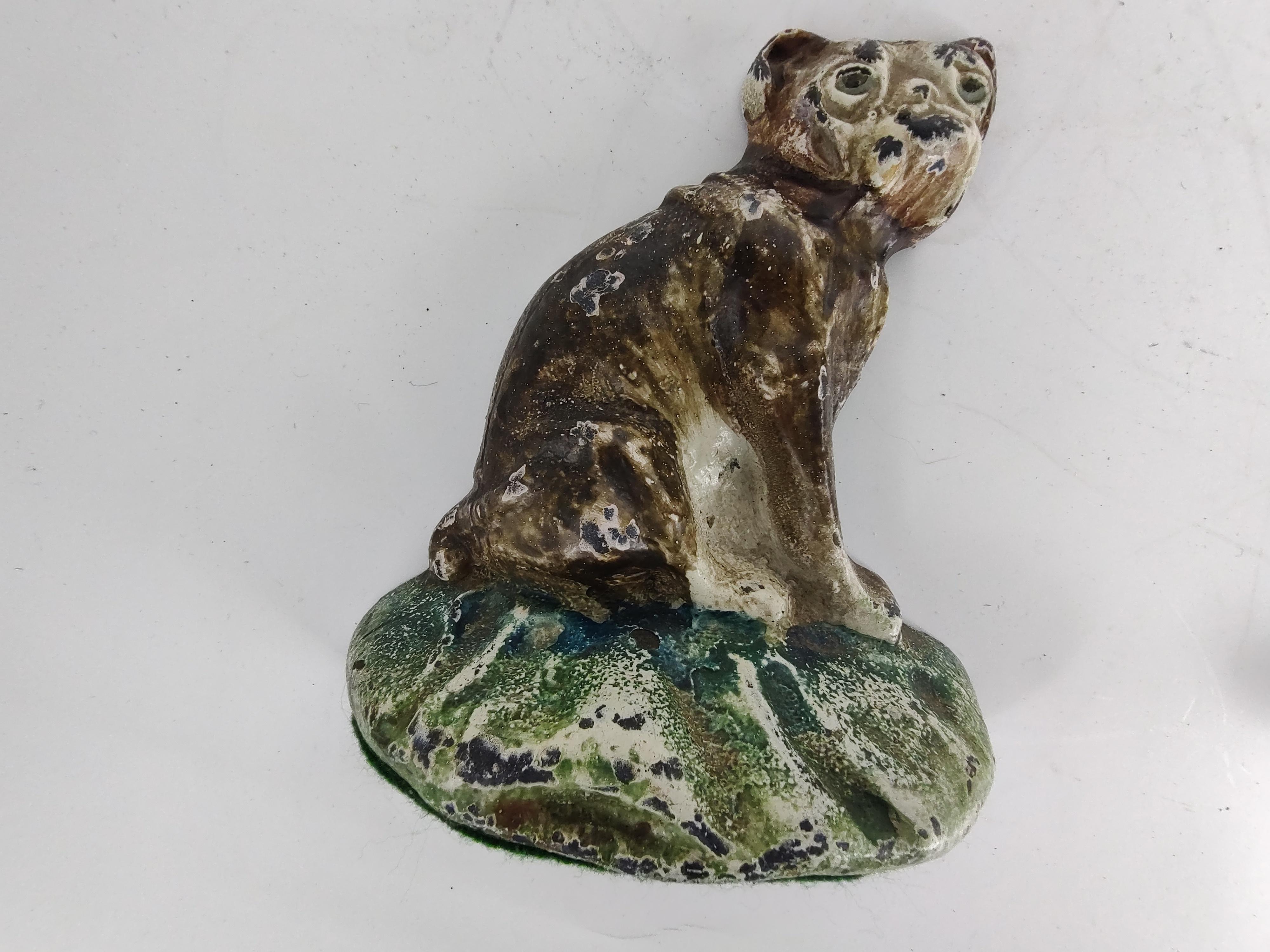Early 20th Century Cast Iron Dog Doorstop Boxer & the Imp with Original Paint For Sale 2