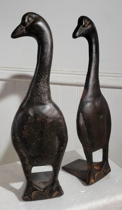Early 20thc Cast Iron Duck Door Stops/Bookends