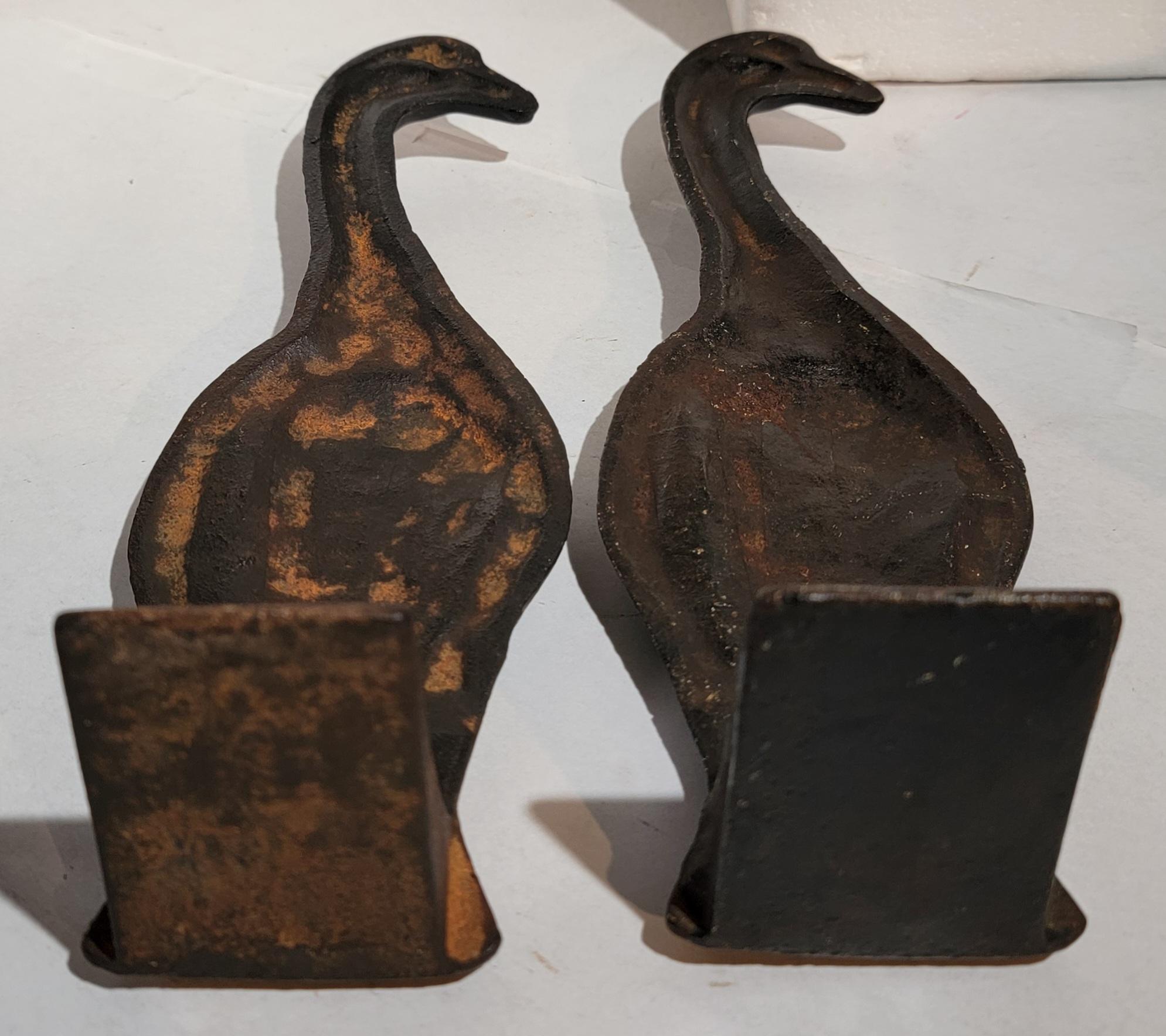 Early 20thc Cast Iron Duck Door Stops/Bookends In Good Condition In Los Angeles, CA