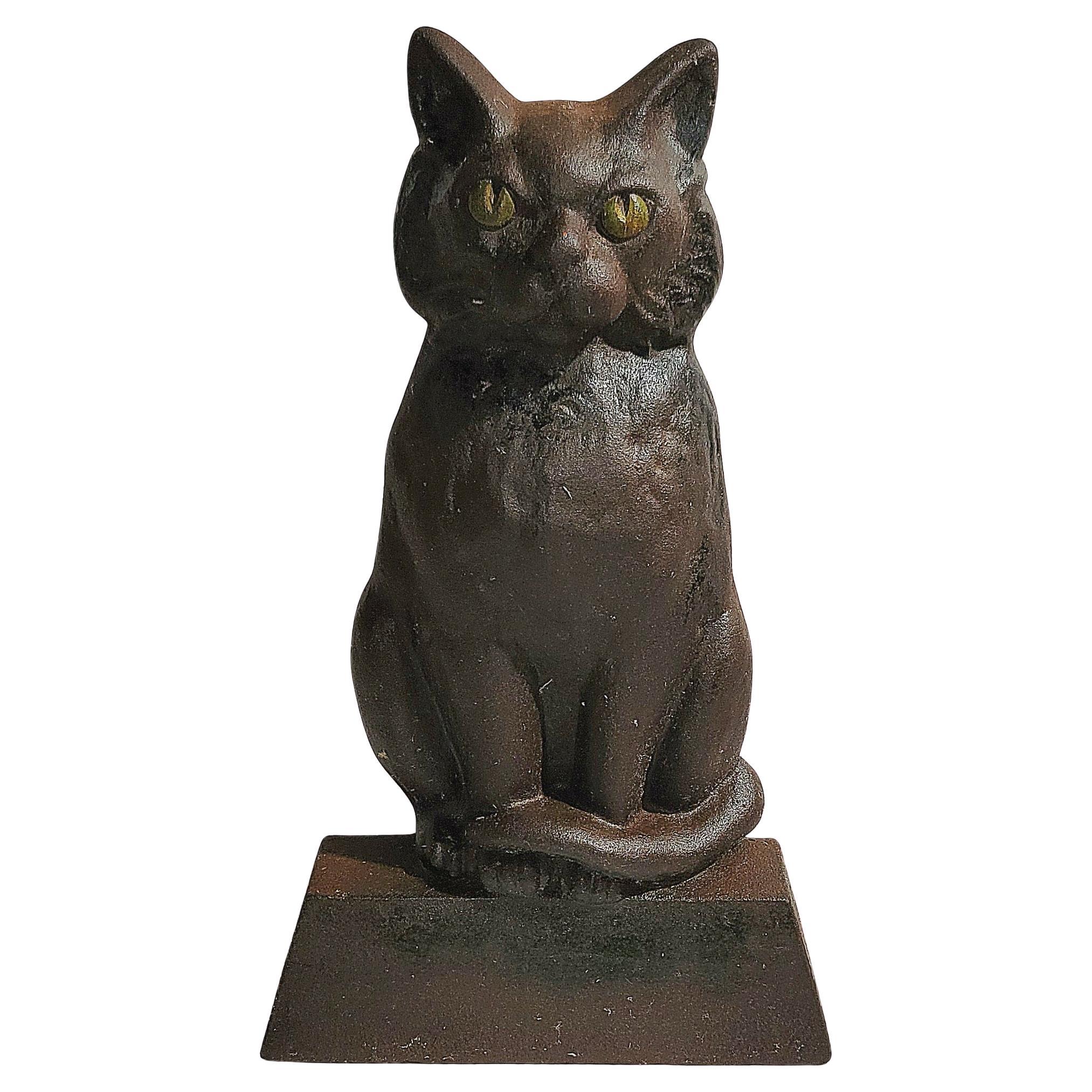Butoir de porte Hubley Cat en fonte du début du 20e siècle