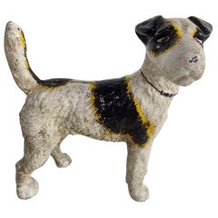 Early 20thC Cast Iron Jack Russell Terrier Hubley Door Stop or Bank