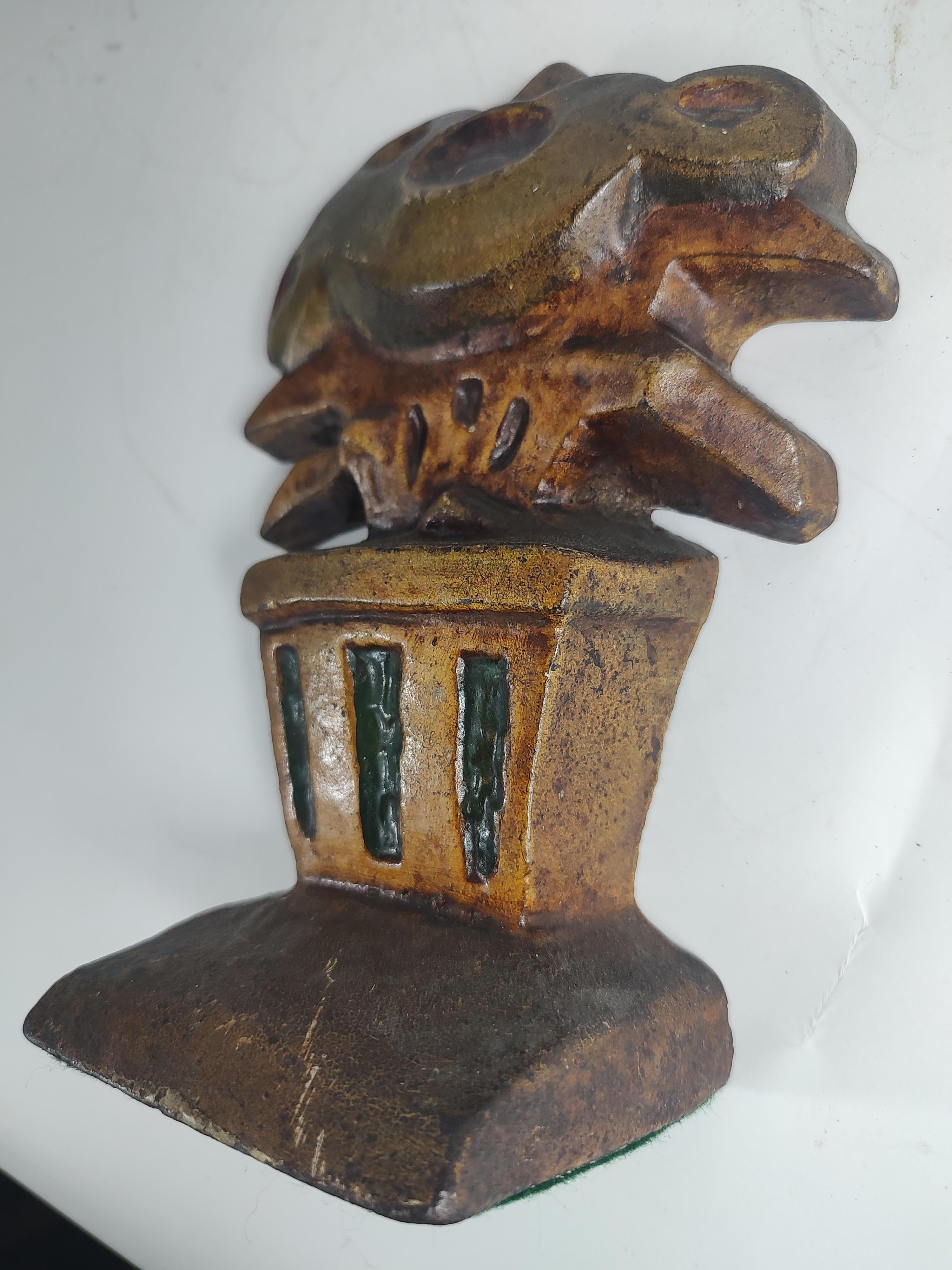 Industrial Early 20th Century Cast Iron Stylized Art Deco Door Stop in Original Paint  For Sale