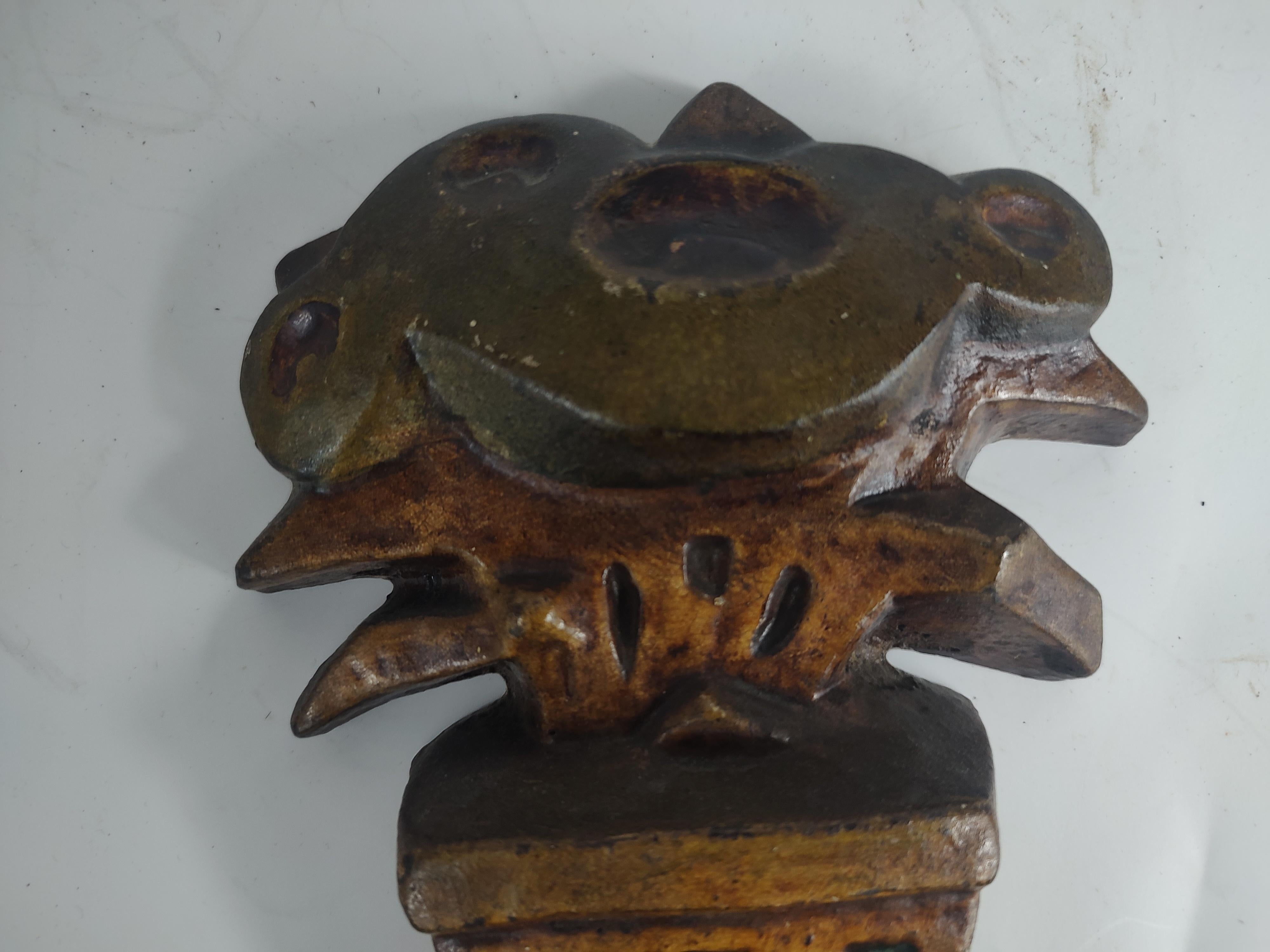 Early 20th Century Cast Iron Stylized Art Deco Door Stop in Original Paint  In Good Condition For Sale In Port Jervis, NY