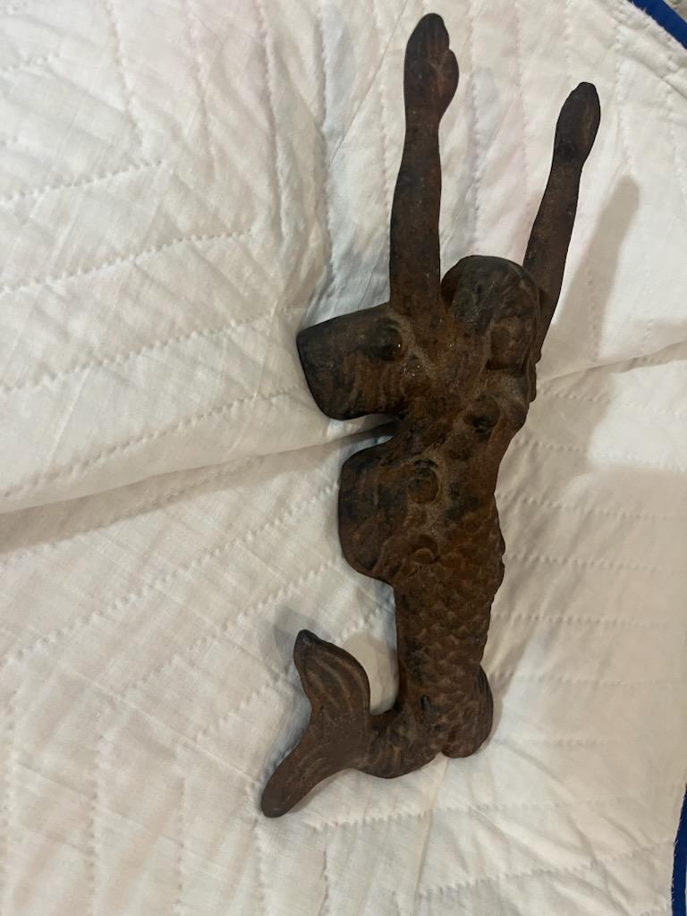 Iron Early 20thc Cast Mermaid Boot Scraper/Remover For Sale