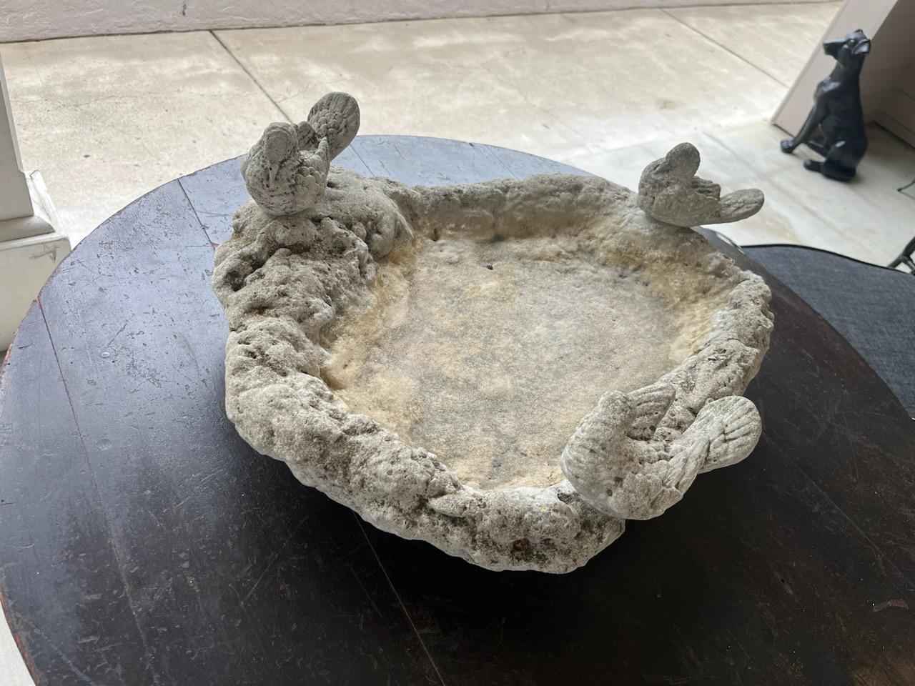Adirondack Early 20thc Cement Bird Bath/Feeder For Sale