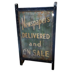 Antique Early 20thC Double Sided Sign-Written Advertising Sign for Newspapers c.1920-30