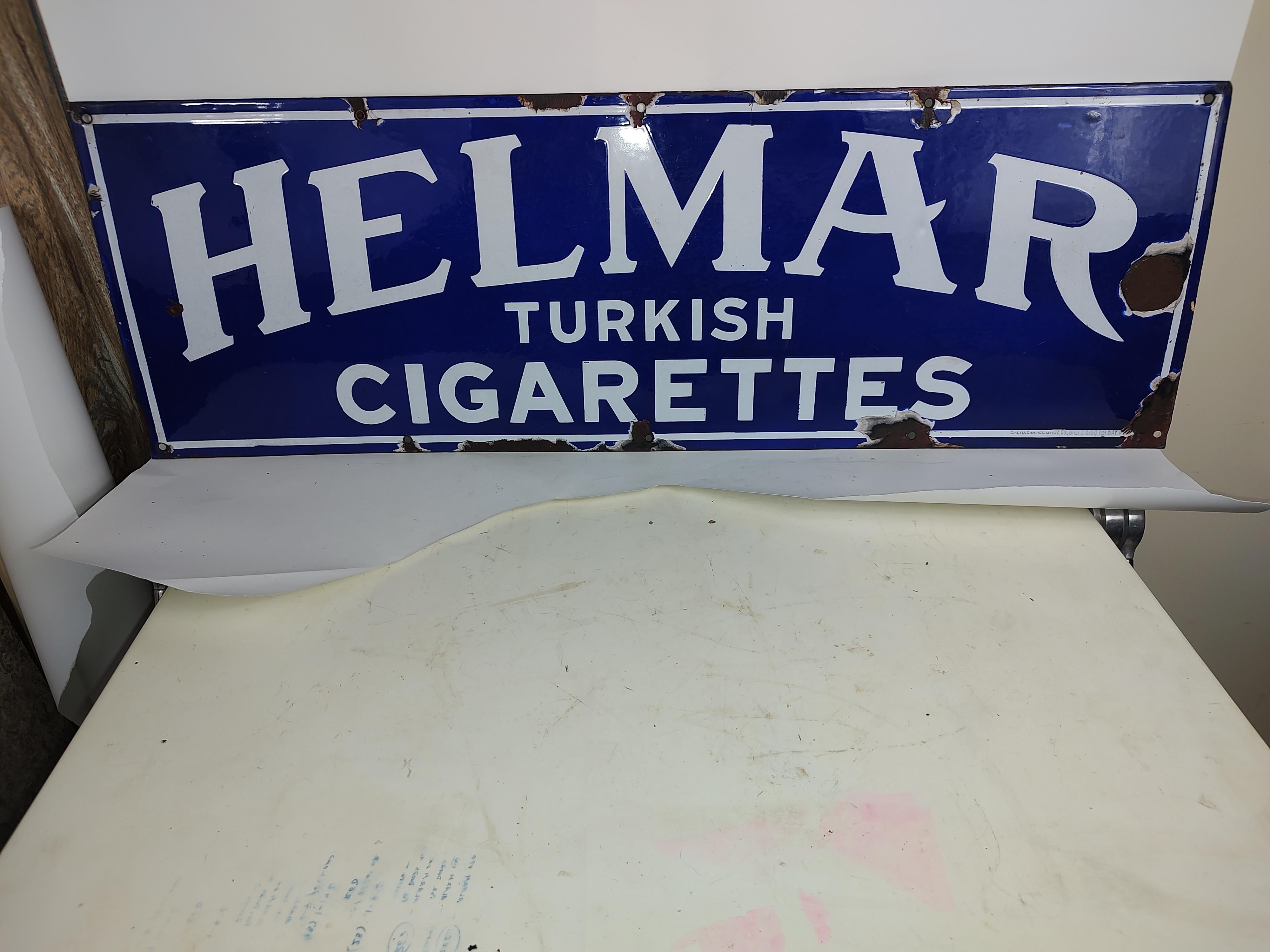 Early 20thC Enameled Helmar Turkish Cigarettes Advertising Sign 2