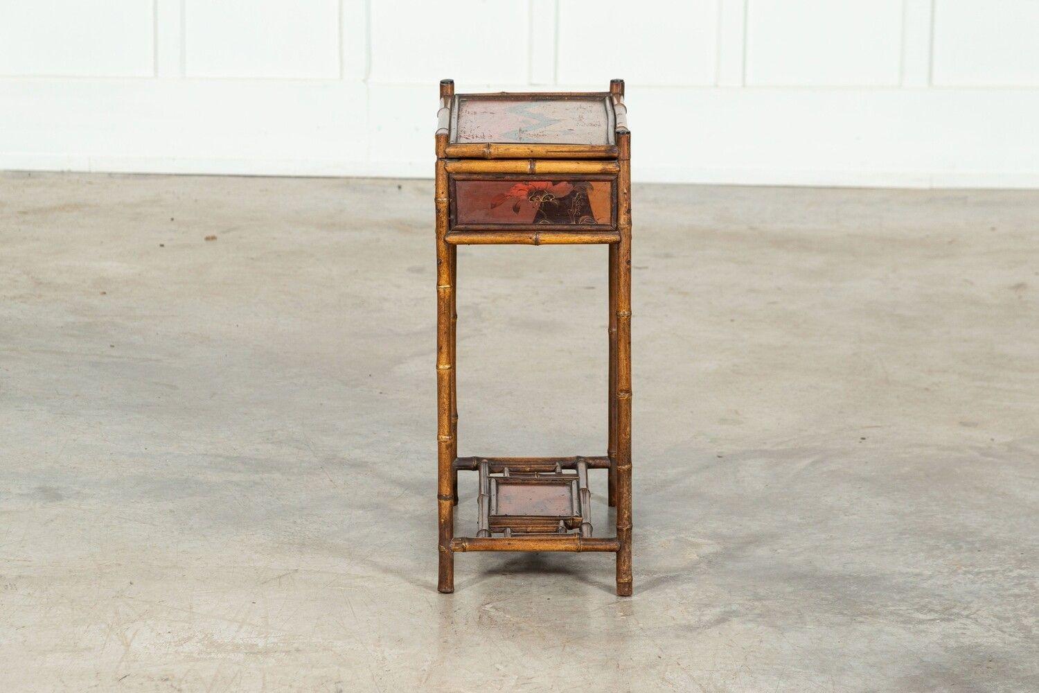Early 20thC English Bamboo Sewing Side Table For Sale 7