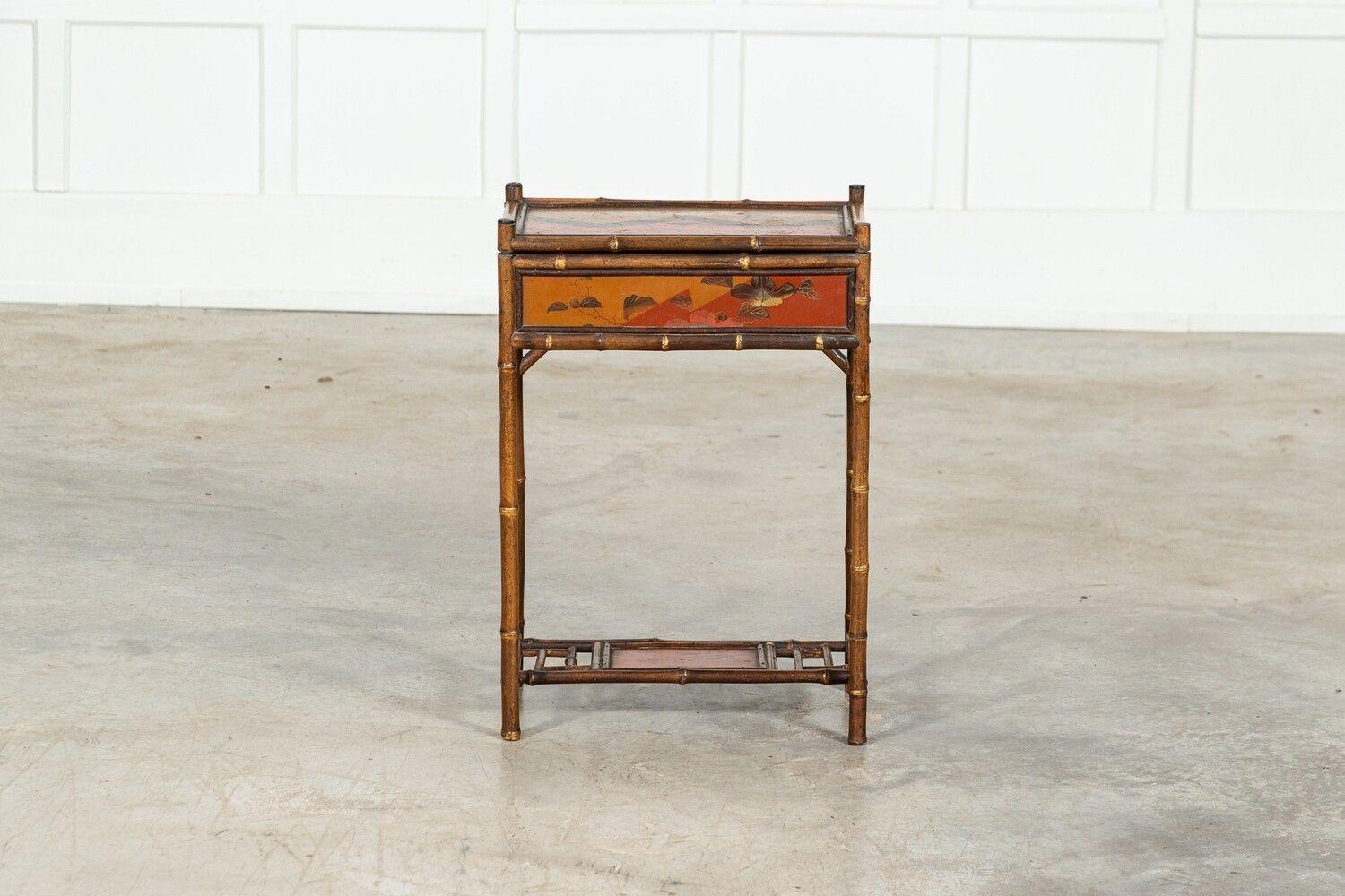 Early 20thC English Bamboo Sewing Side Table For Sale 8