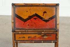 Early 20thC English Bamboo Sewing Side Table