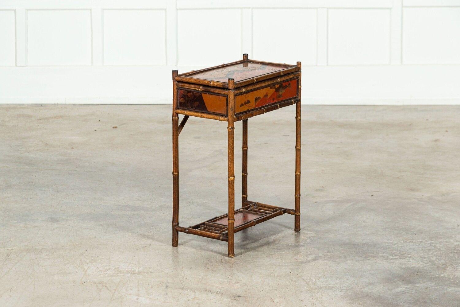 20th Century Early 20thC English Bamboo Sewing Side Table For Sale