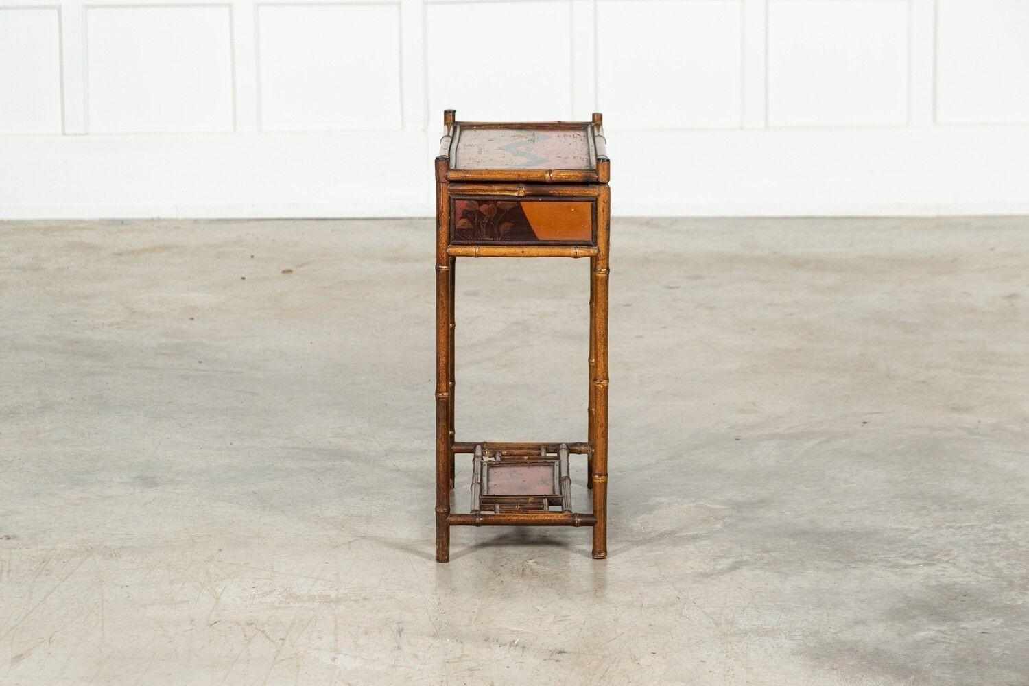 Early 20thC English Bamboo Sewing Side Table For Sale 5