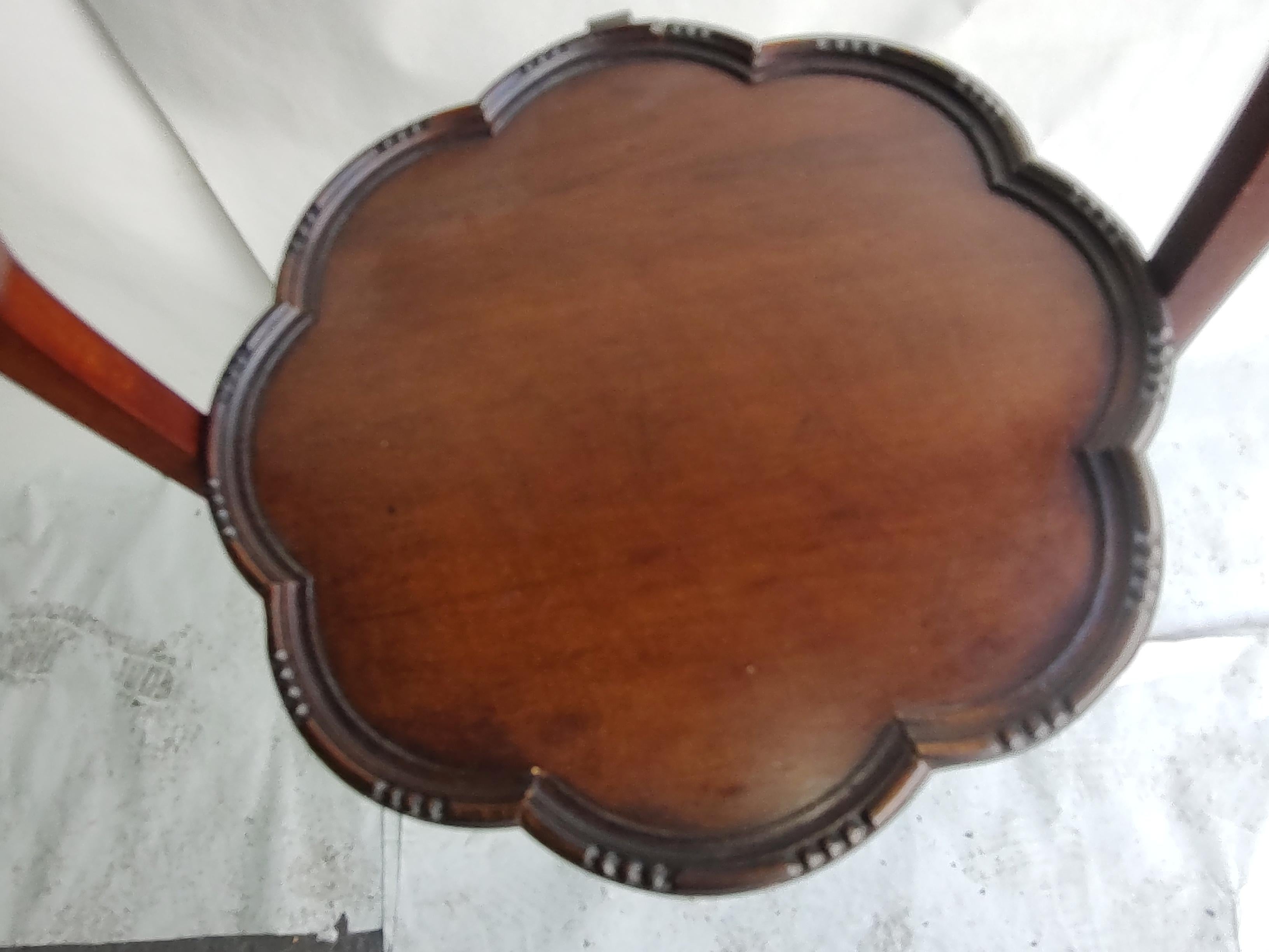 Carved Early 20th Century English Mahogany Folding Pie & Cake Stand
