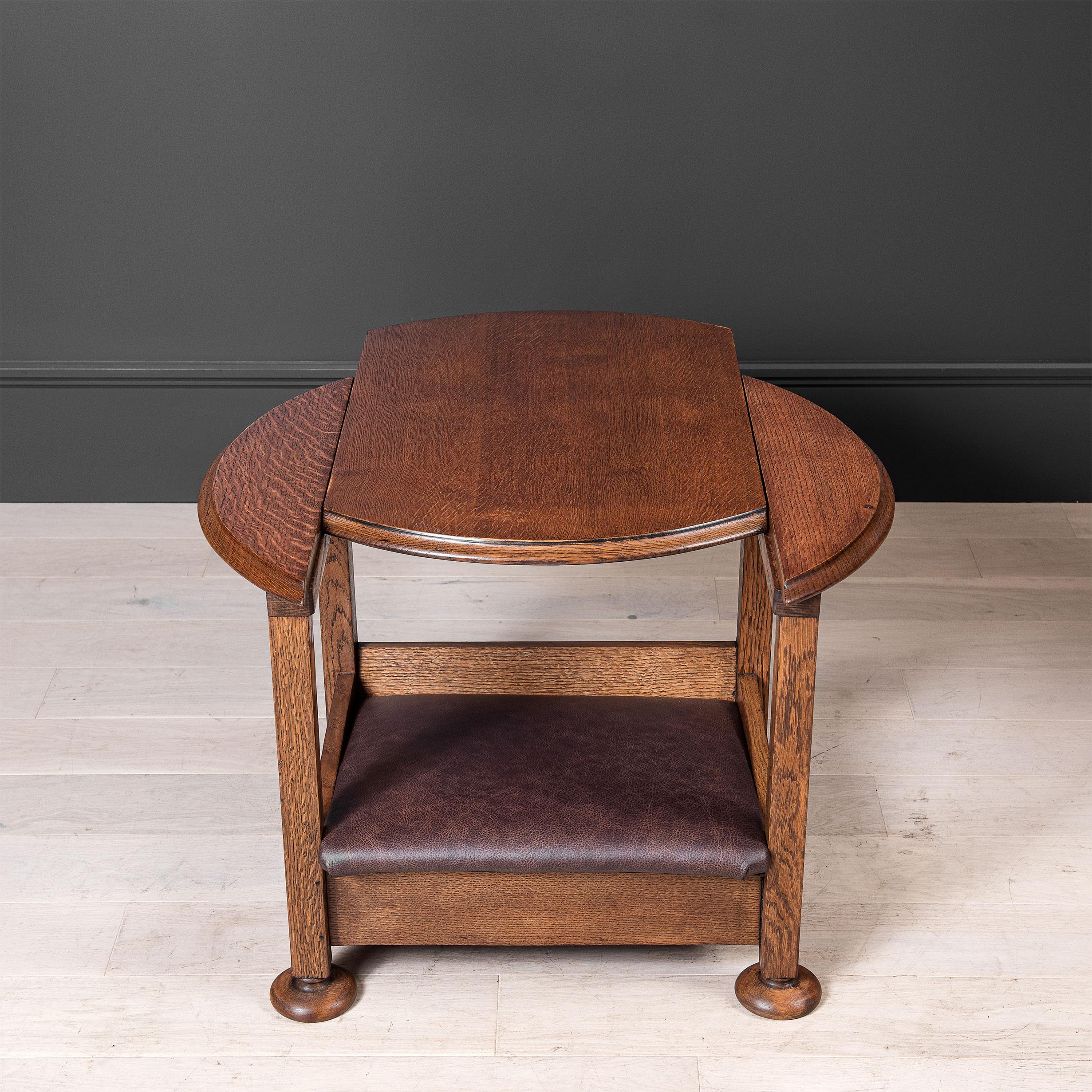 Early 20thC English Oak Metamorphic Chair Table In Good Condition In London, GB