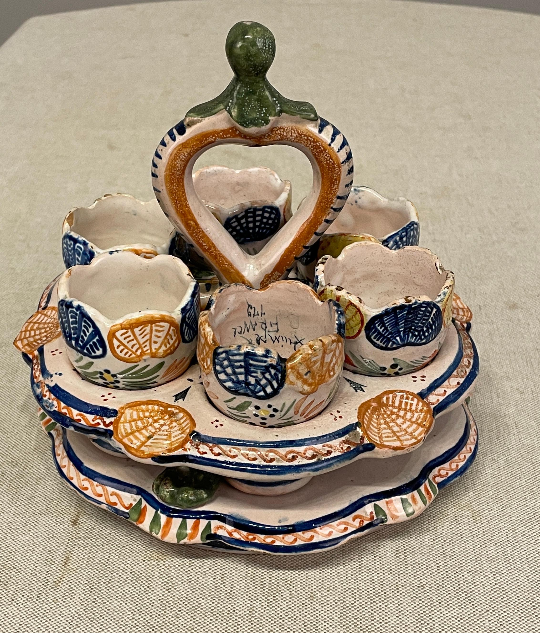 Hand-Painted Early 20thc French Henriot Quimper Faience For Sale