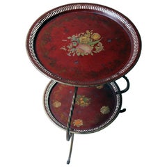 Early 20th Century French Red Painted Tole Occasional Table, circa 1920-1925