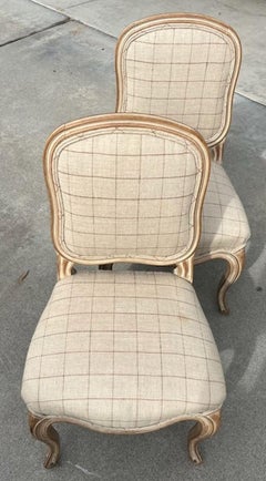 Early 20Thc French Small Chairs in Linen