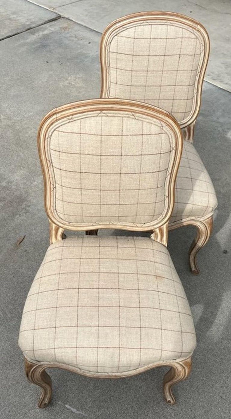 Early 20Thc French Small Chairs in Linen For Sale at 1stDibs