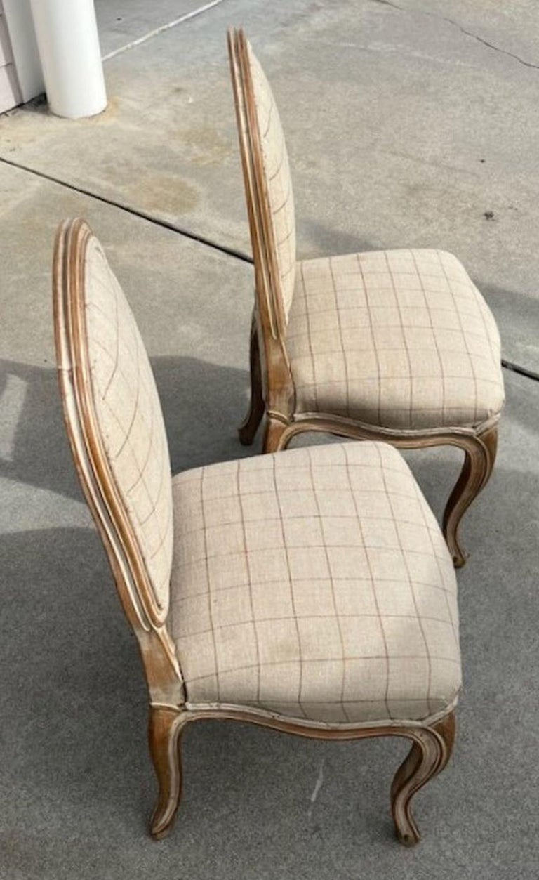 Early 20Thc French Small Chairs in Linen For Sale at 1stDibs