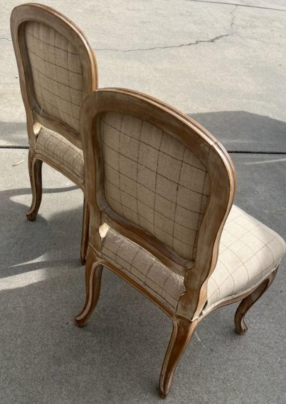 Américain Petites chaises françaises du début du 20ème siècle en lin en vente