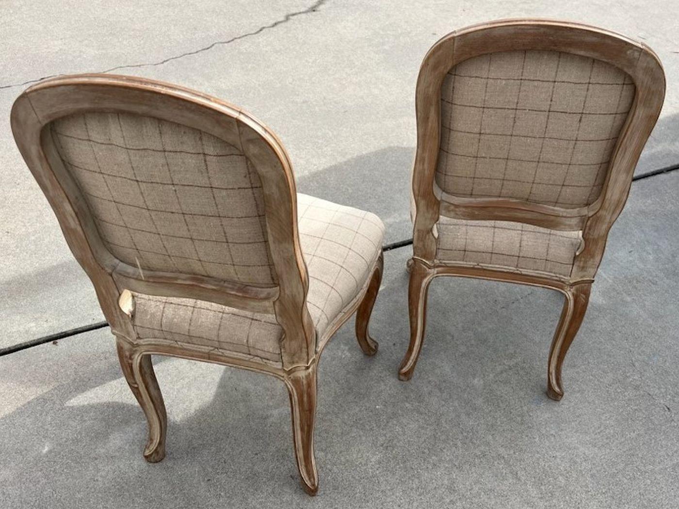 American Early 20Thc French Small Chairs in Linen For Sale