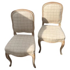 Petites chaises françaises du début du 20ème siècle en lin