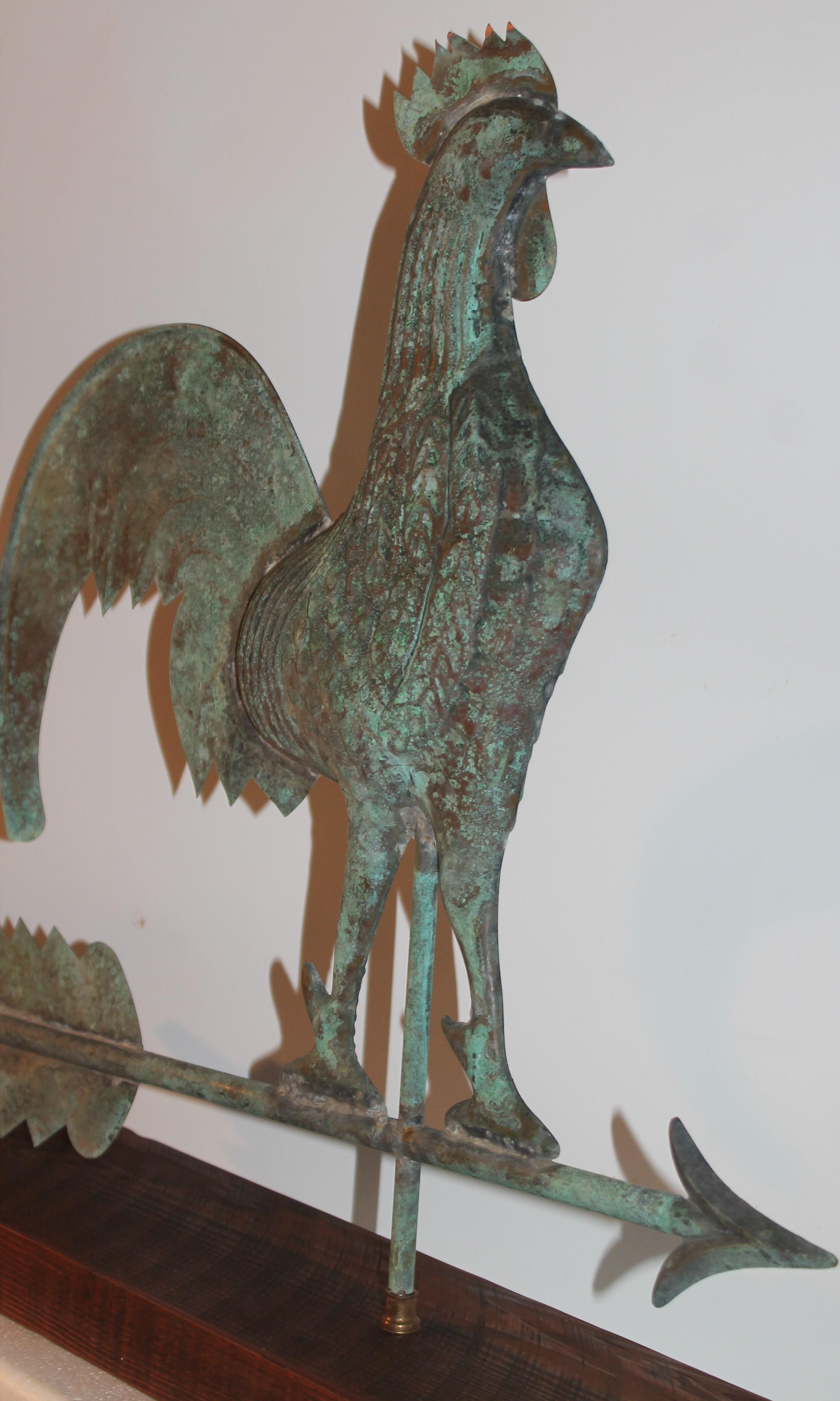 Copper Early 20th C Full Body Rooster Weather Vane
