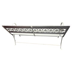 Early 20thC Garden Wooden Bench with Fleur De Lis Iron Scrollwork
