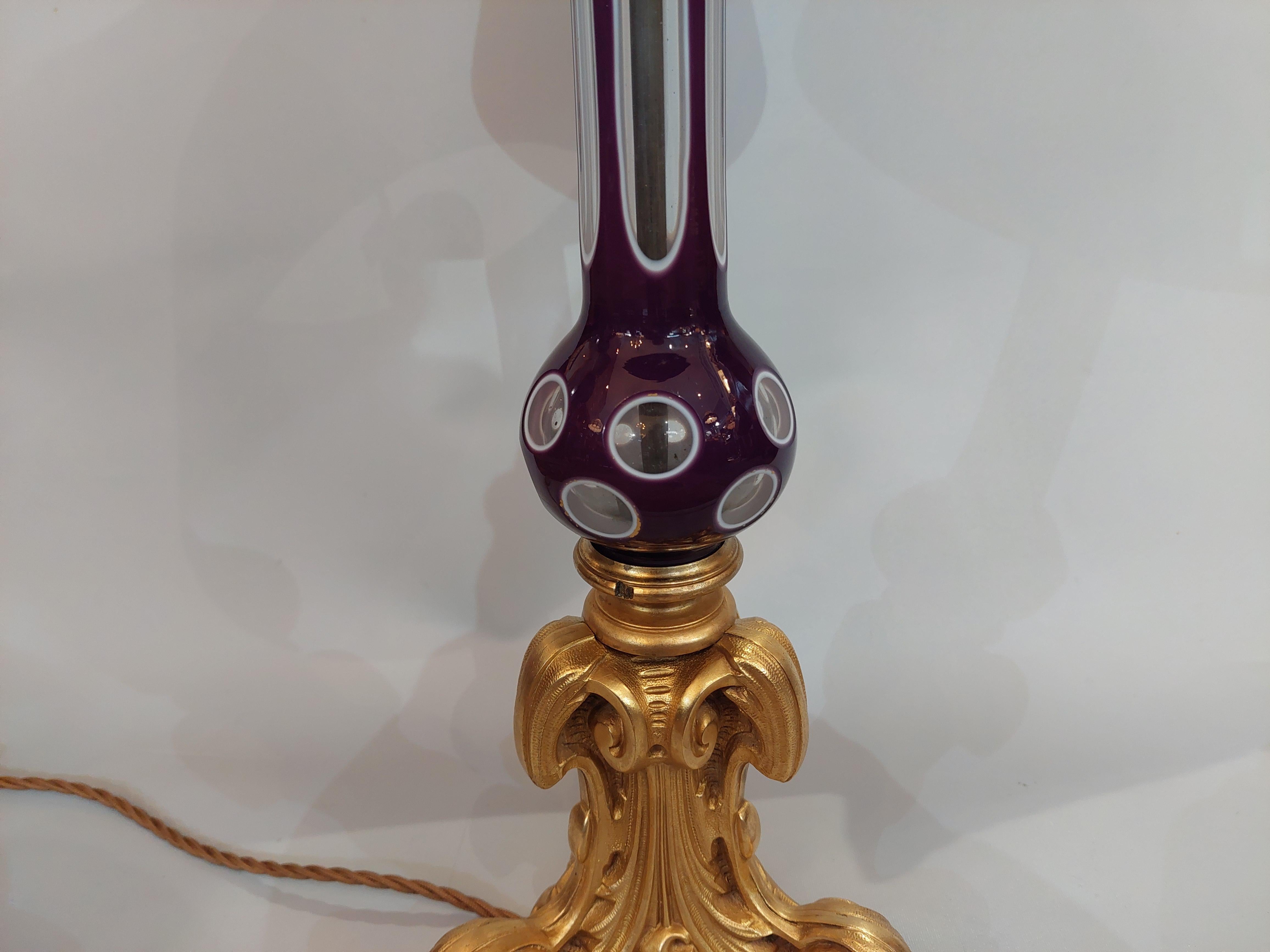 Early 20thC Gilt Bronze and Murano Glass Table Lamp In Good Condition In Altrincham, GB