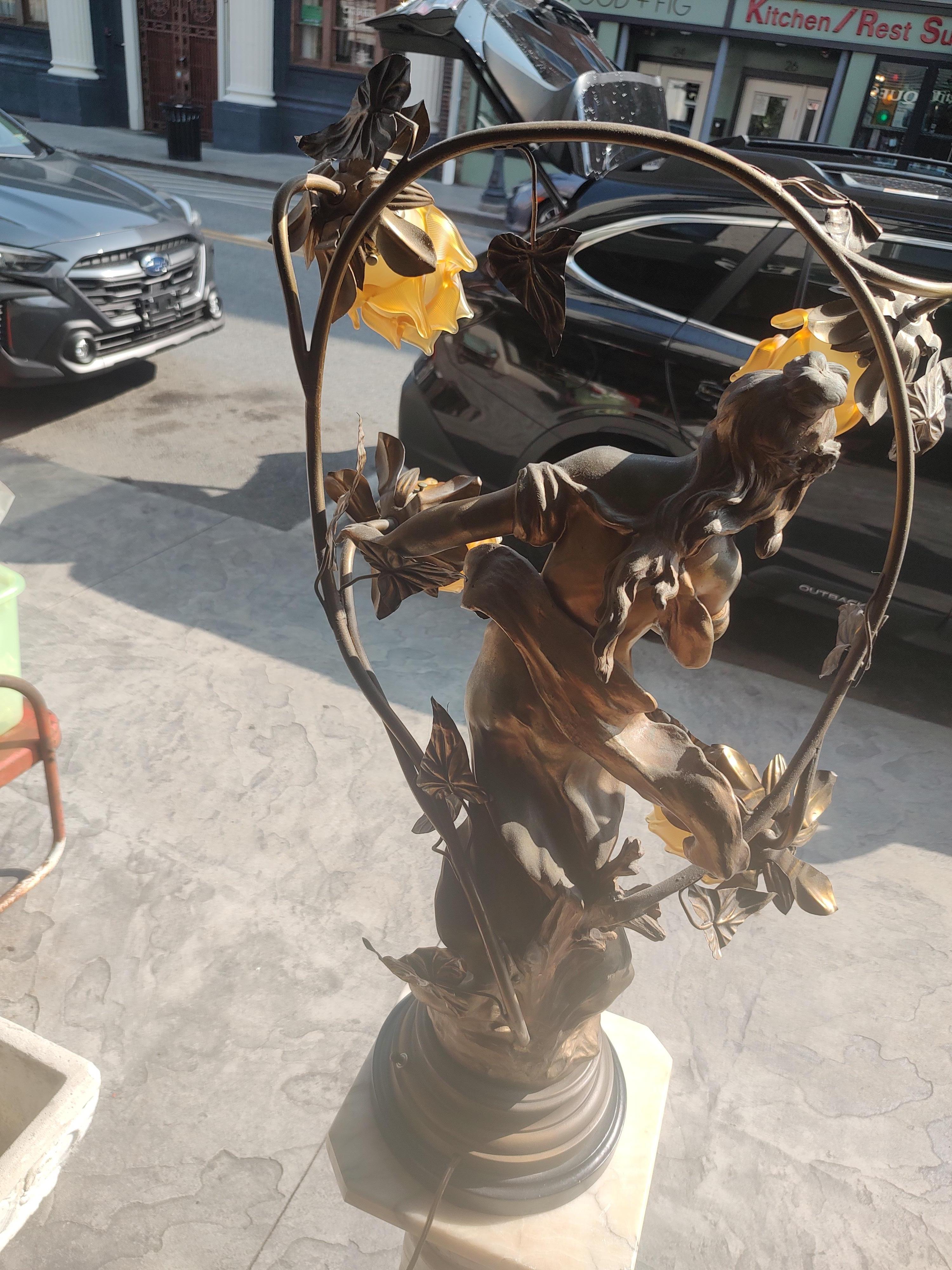 Early 20th Century Early 20thC Gilt Bronzed Figural Table Lamp 