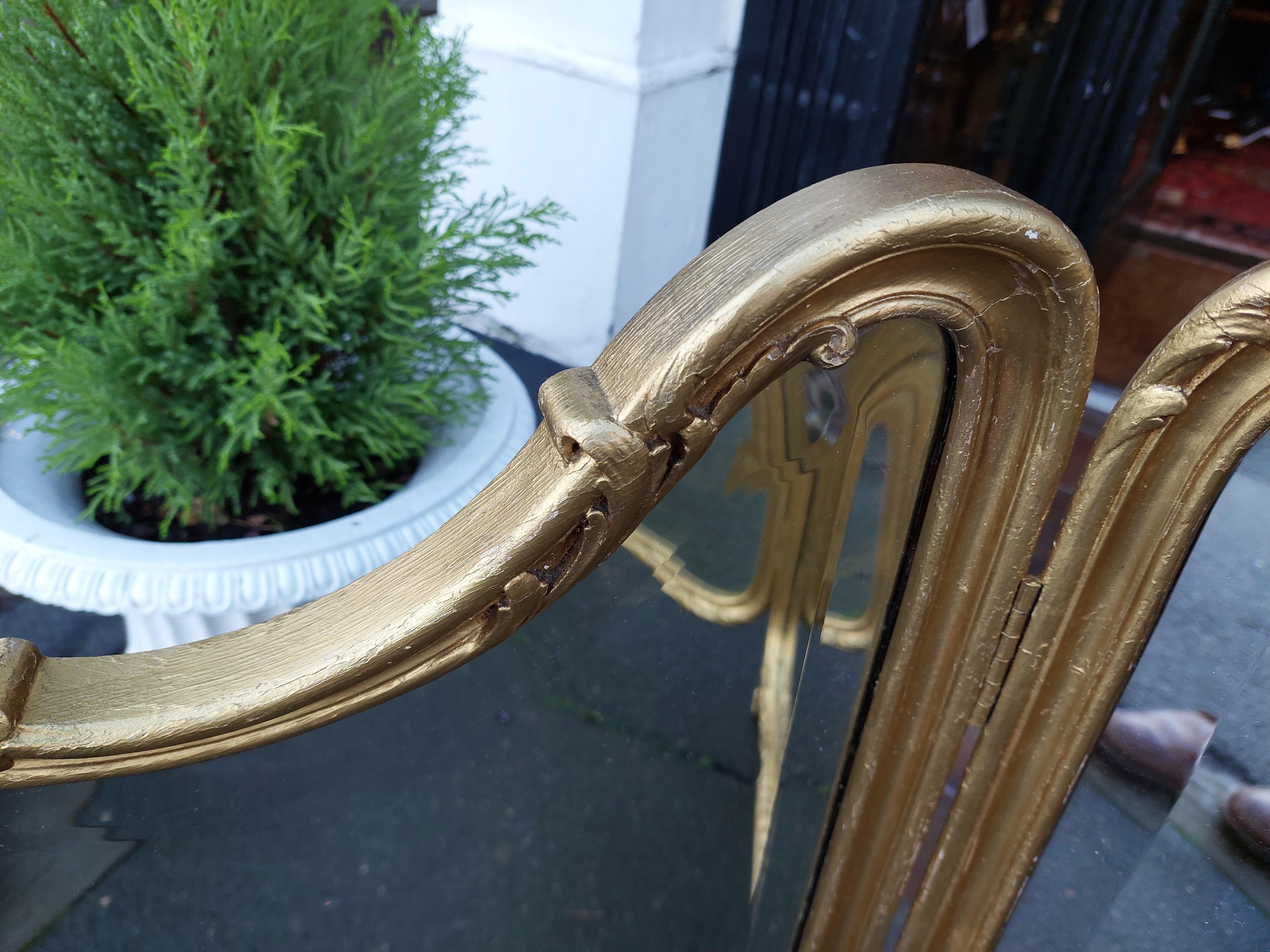 Early 20thC Gilt Folding Triple Dressing Table Mirror For Sale 4