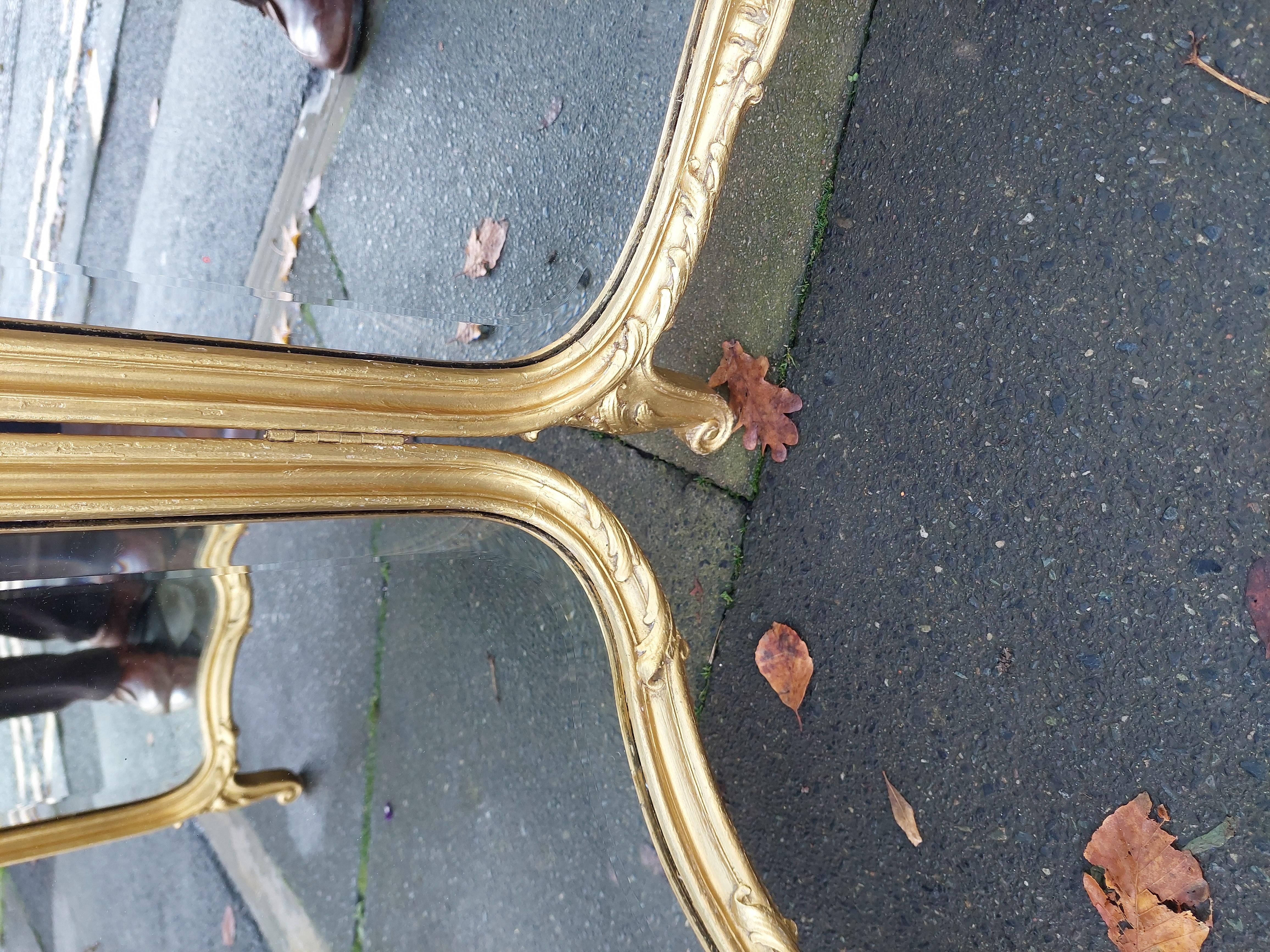 20th Century Early 20thC Gilt Folding Triple Dressing Table Mirror For Sale