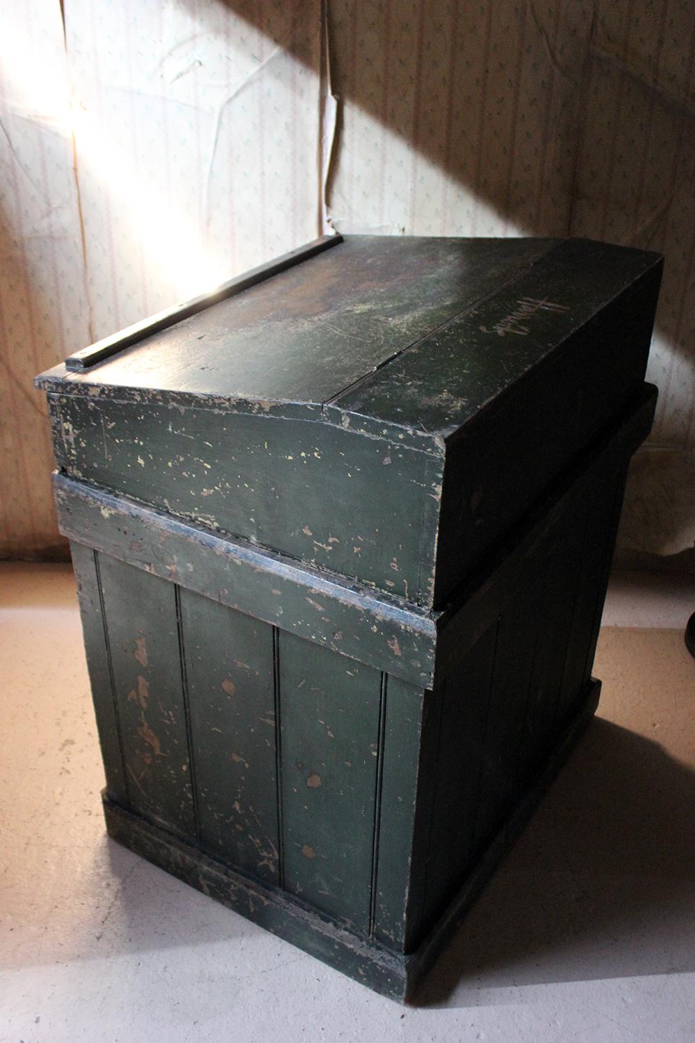 Early 20th Century Green Painted Pine Reception Shop Counter Desk for Harrods 8
