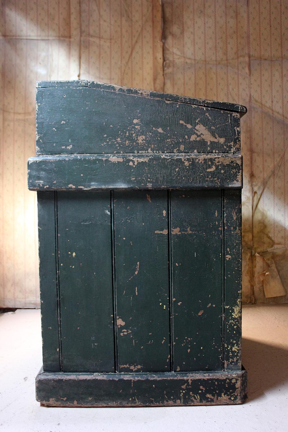 Early 20th Century Green Painted Pine Reception Shop Counter Desk for Harrods 2