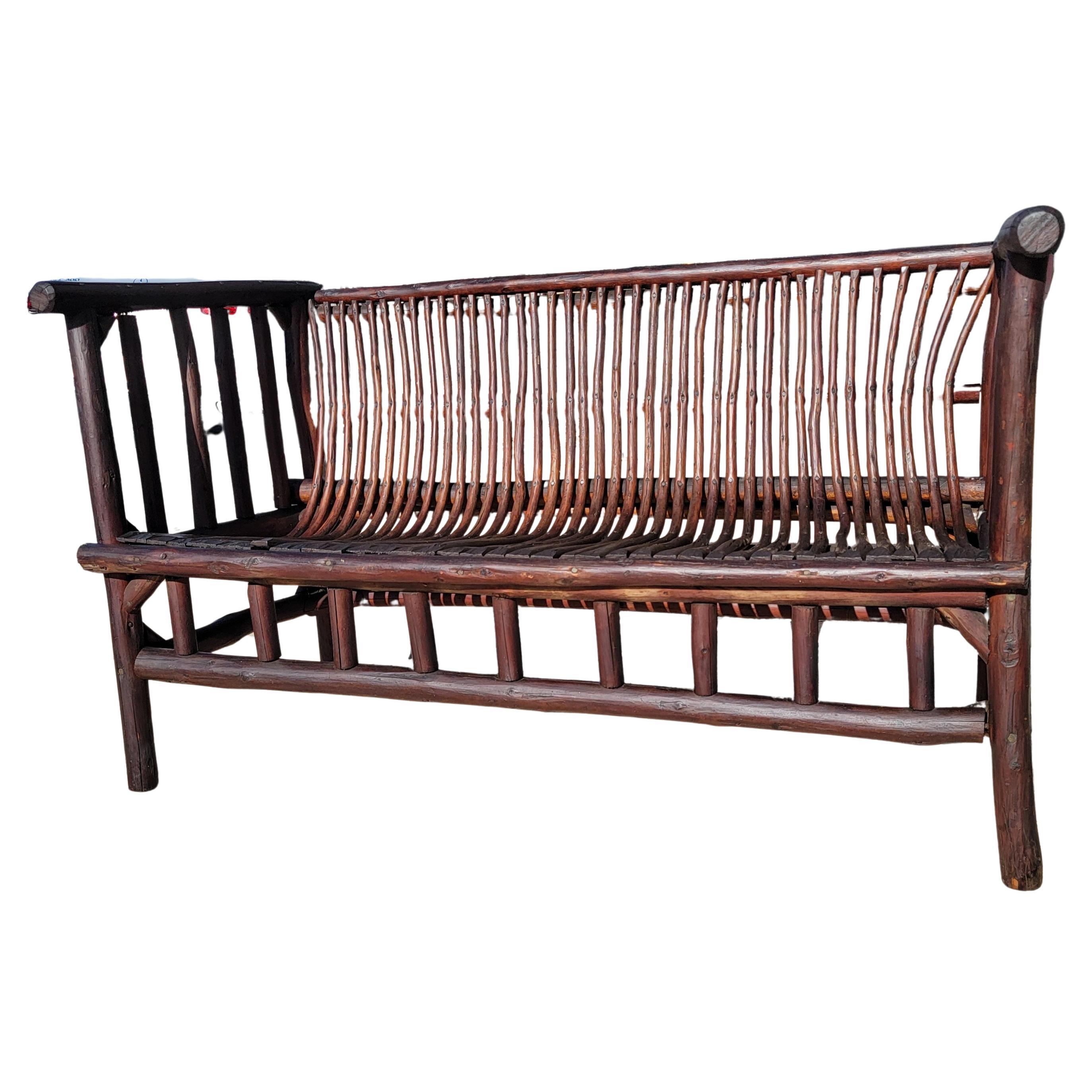 American Early 20Thc Hand Made Hickory Settee From Pennsylvania For Sale
