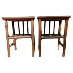 Early 20Thc Hand Made Hickory Side Tables-Pair