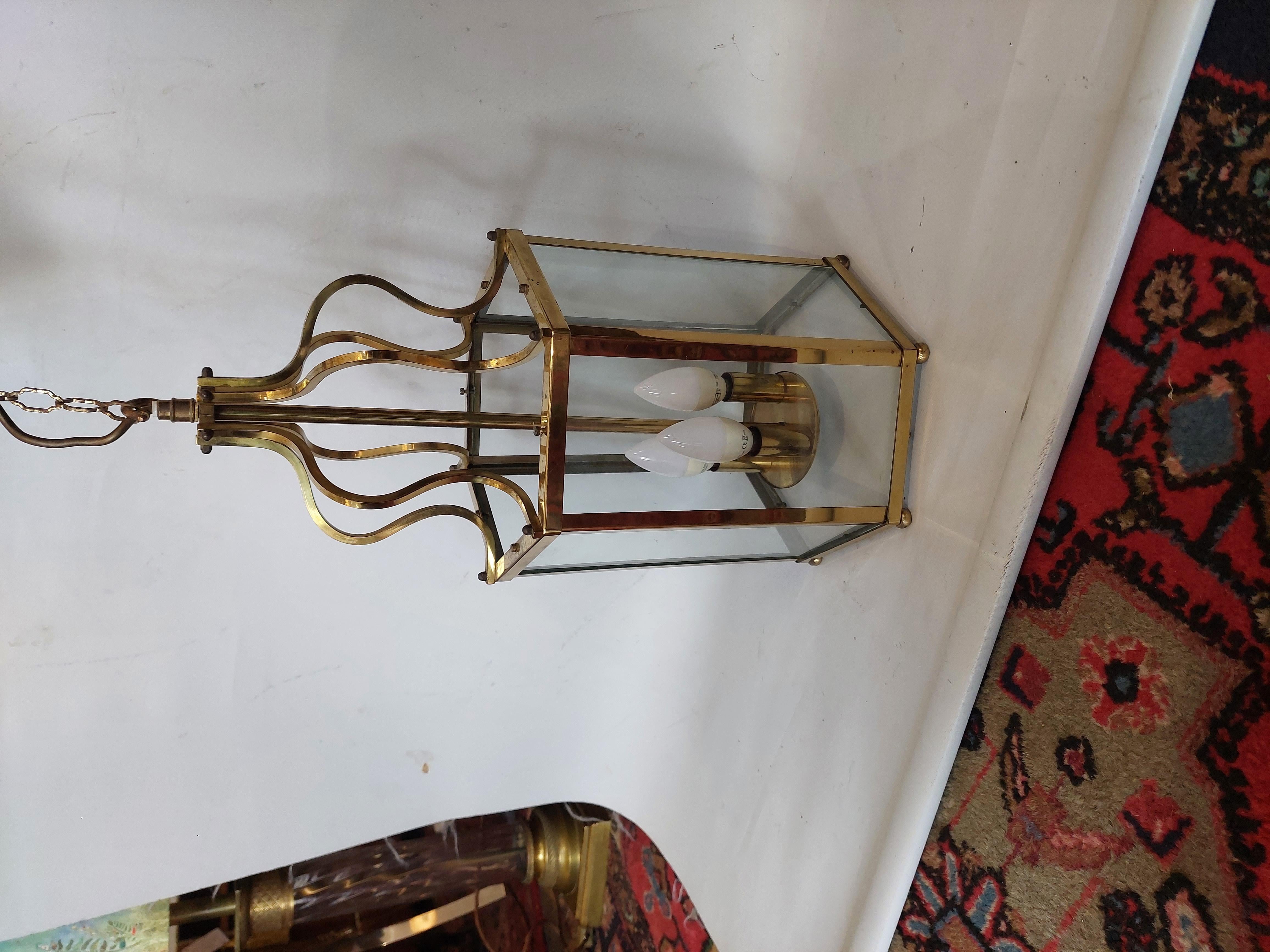 Early 20thC Hexagonal Brass Hall Lantern In condizioni buone in vendita a Altrincham, GB