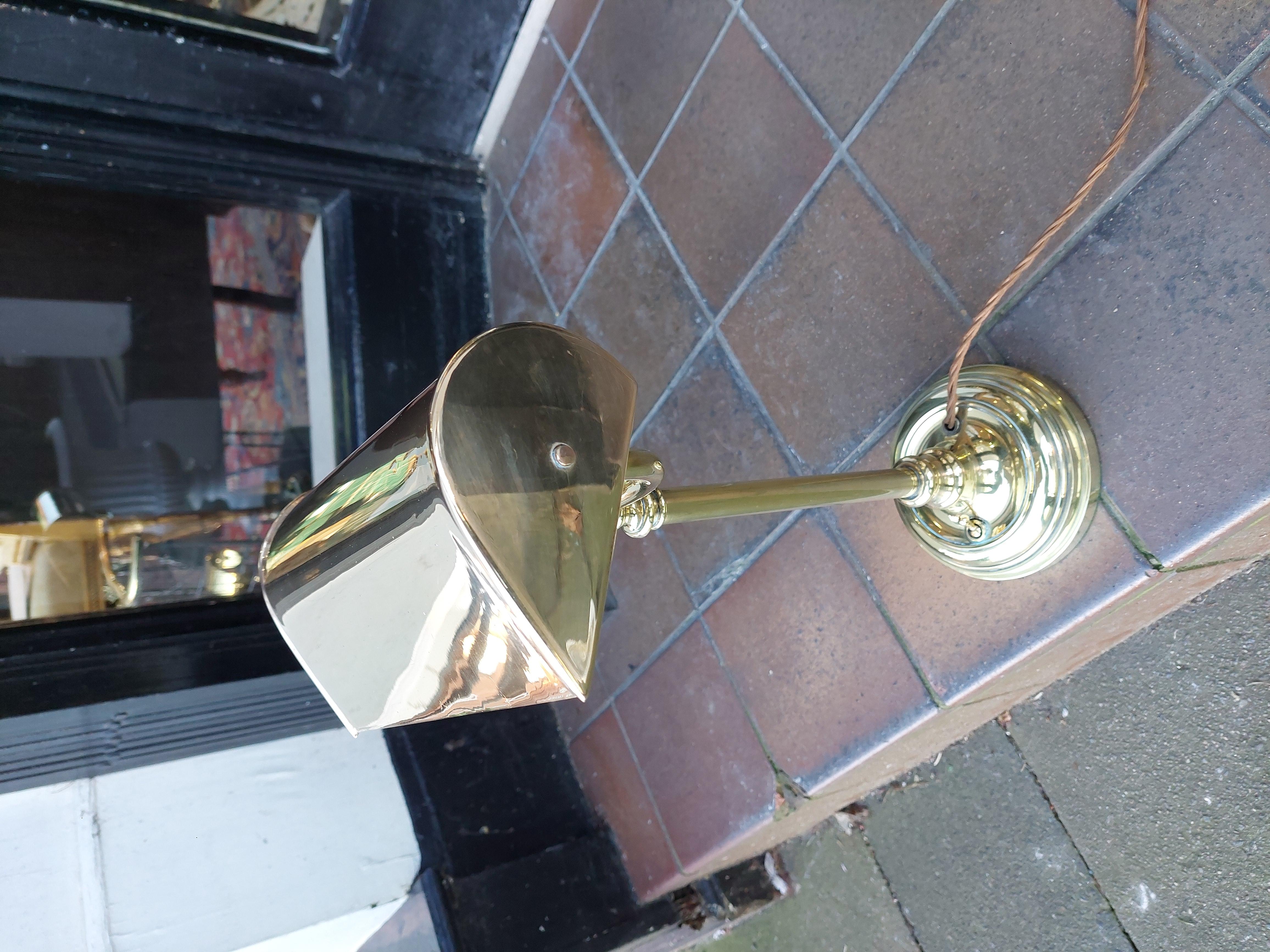 Early 20thC Hooded Brass Desk Lamp  In Good Condition In Altrincham, GB