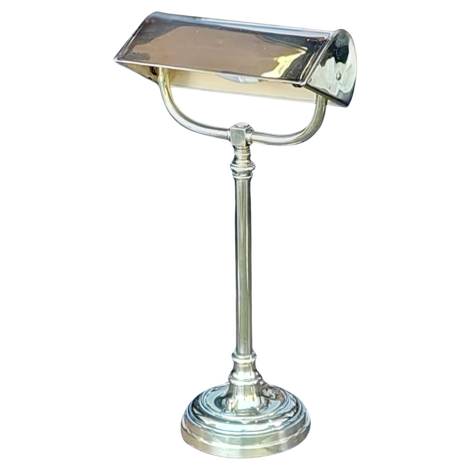 Early 20thC Hooded Brass Desk Lamp 