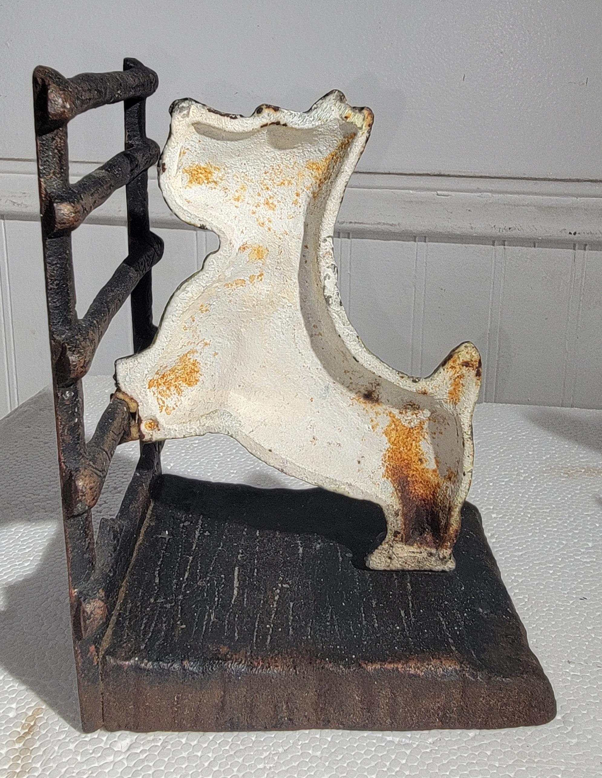 Polychromed Early 20Thc Hubley Scottie Iron Bookends -Pair For Sale