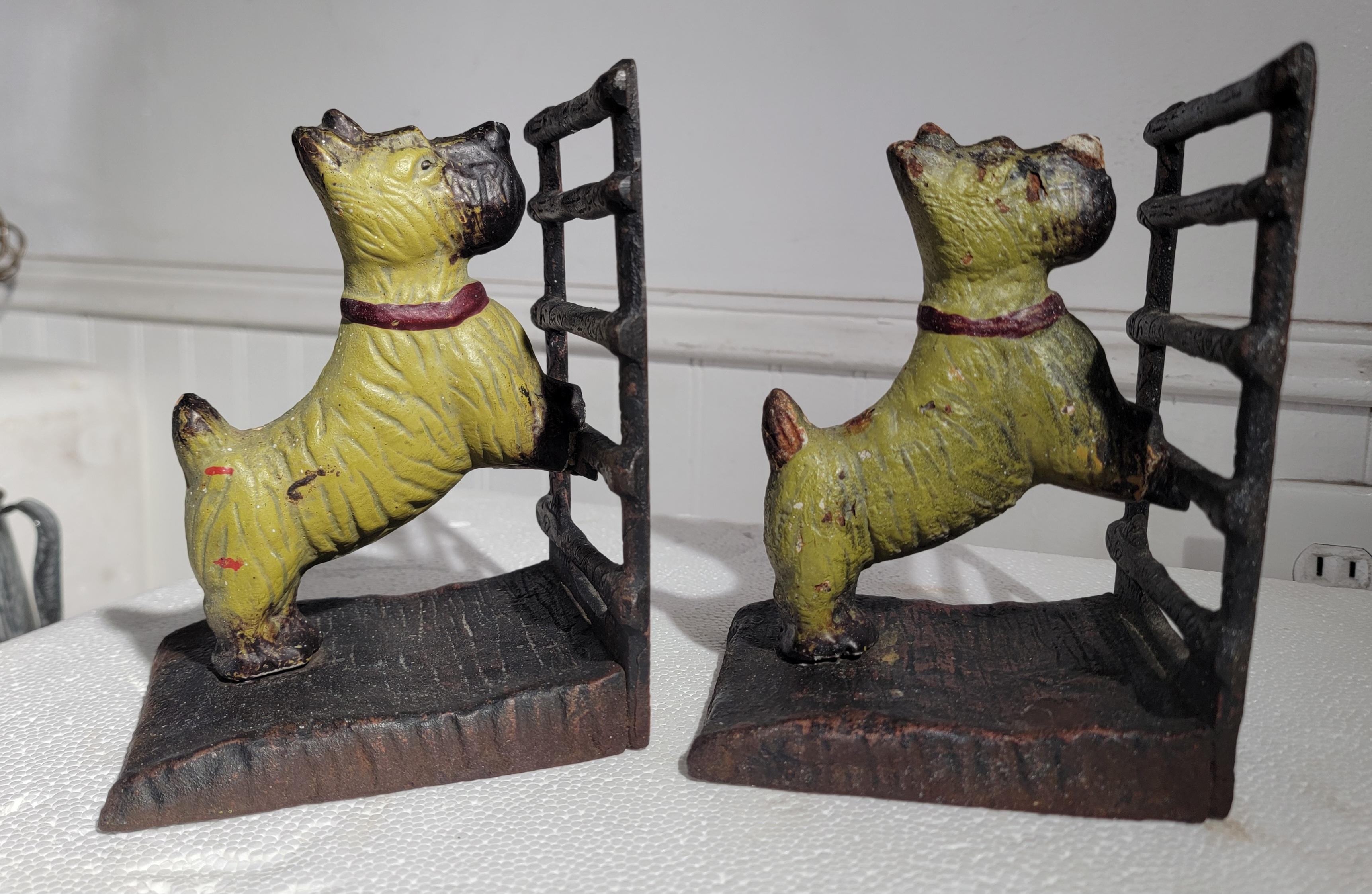20th Century Early 20Thc Hubley Scottie Iron Bookends -Pair For Sale