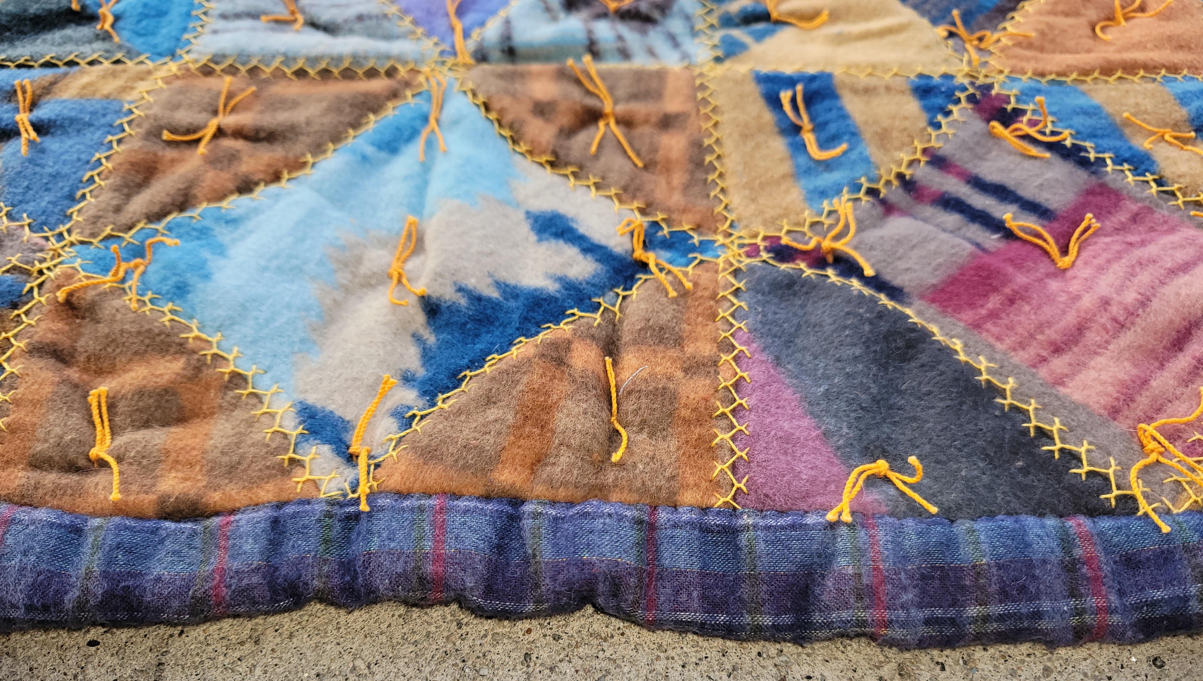 A.I.C. Early 20th C. Indian Blanket Blocks Quilt / Comforter en vente 2