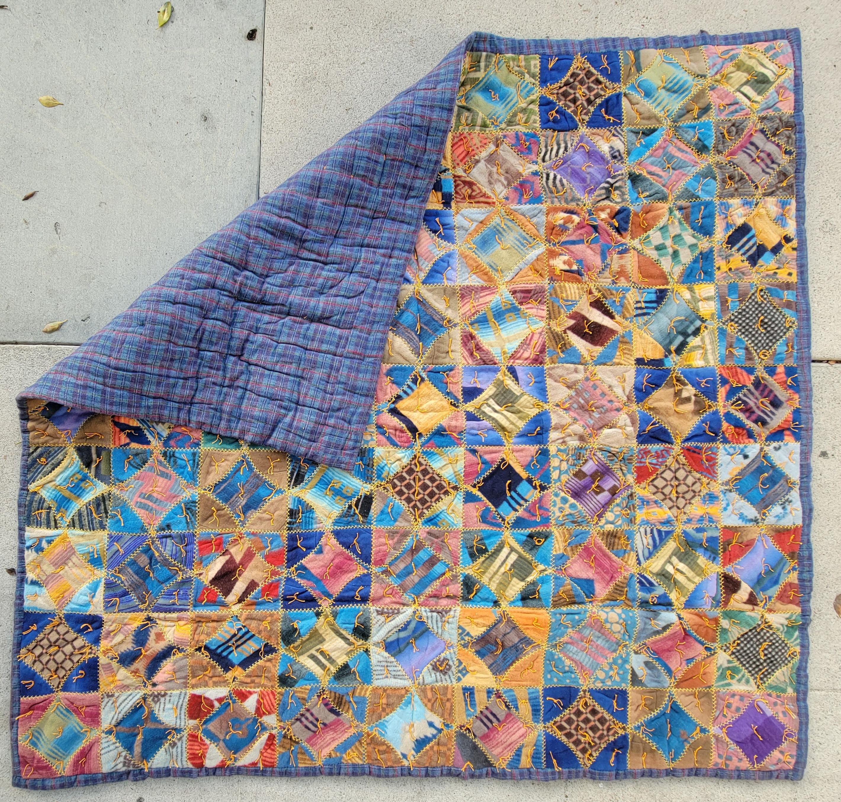 A.I.C. Early 20th C. Indian Blanket Blocks Quilt / Comforter Bon état - En vente à Los Angeles, CA